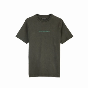 Water Based Ink Print Cool and Comfortable Cult's Heavyweight Short Sleeve Crew Neck Tee "Shimuchan" Logo in Steel
