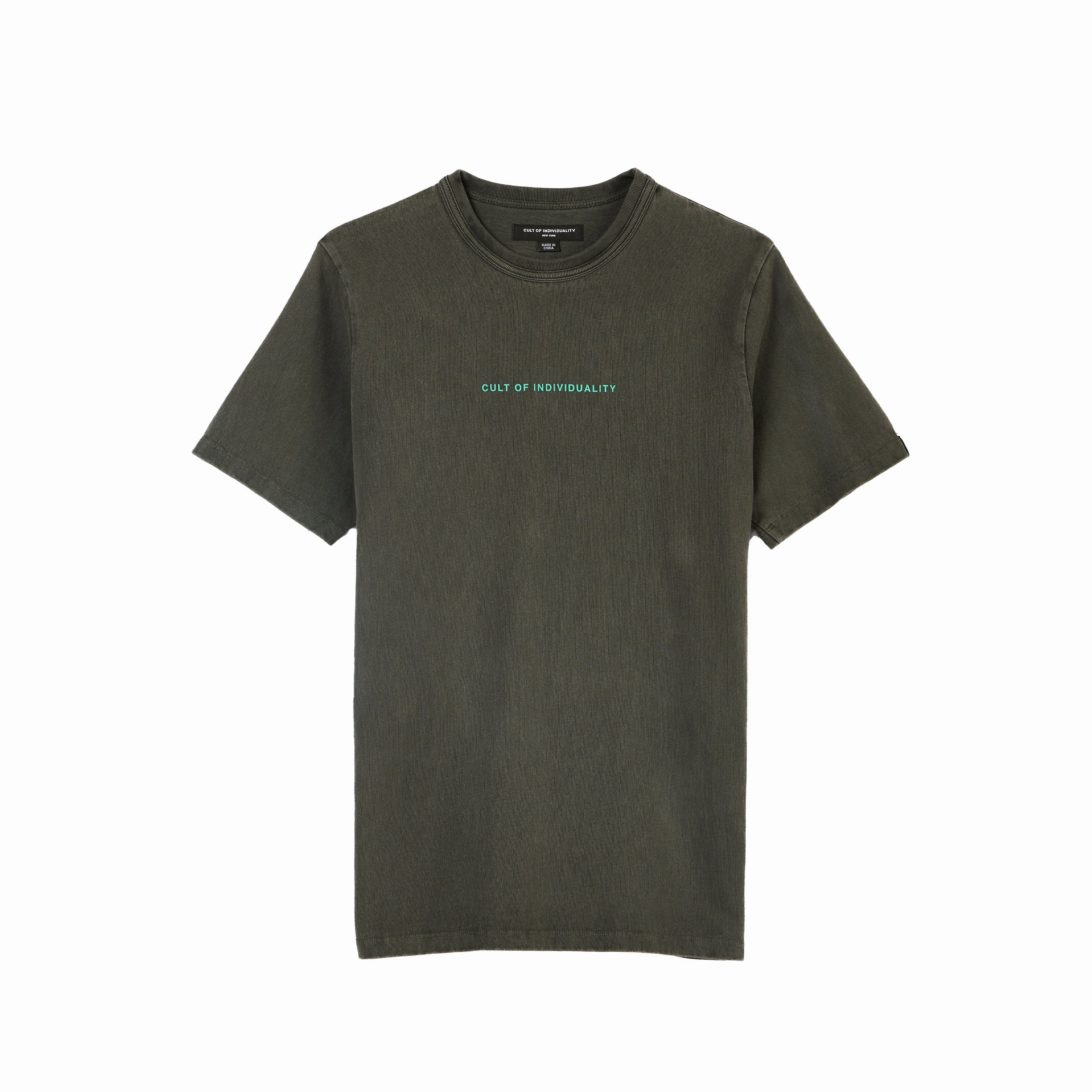 Water Based Ink Print Cool and Comfortable Cult's Heavyweight Short Sleeve Crew Neck Tee "Shimuchan" Logo in Steel