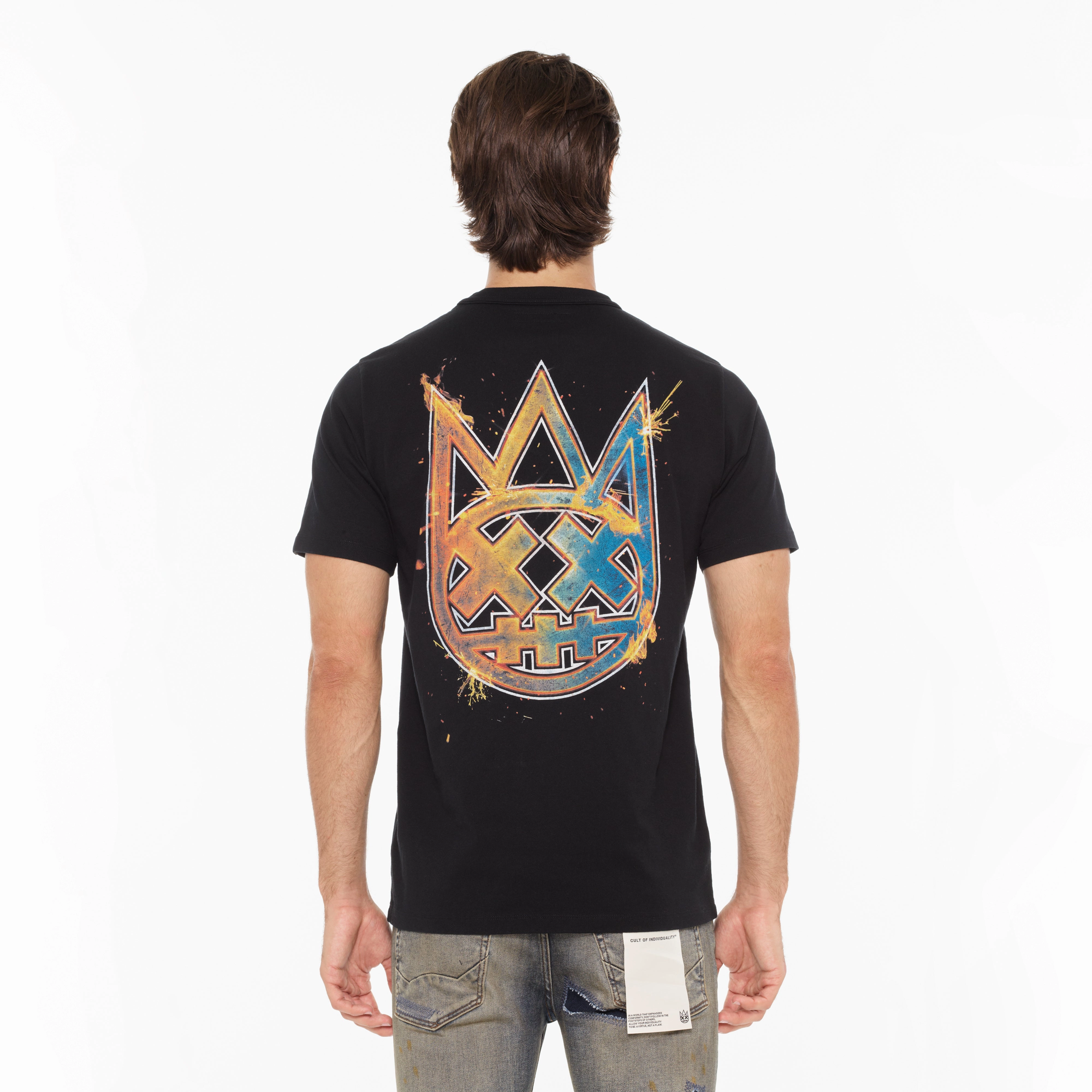 Essential layering piece Light and Comfortable Cult's Heavyweight Short Sleeve Crew Neck Tee "Steel Forged Logo" in Black