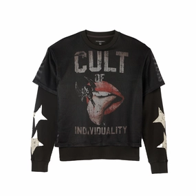 Stylish Layer Look Cult's Long Sleeve Thermal With Mesh Shirt in Steel