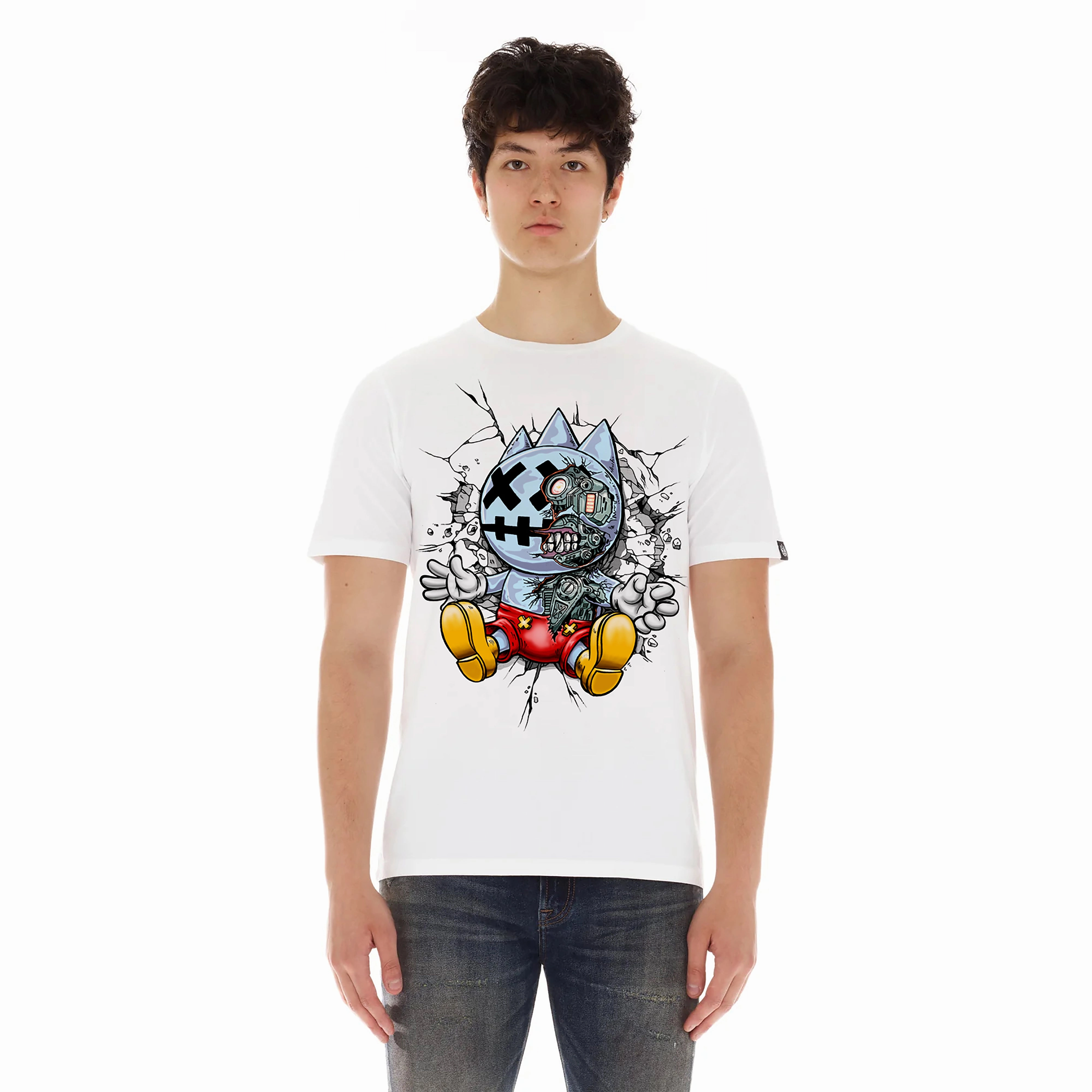 Cult's Short Sleeve Crew Neck Tee "Cult x Mickey" in White Everyday Fashion