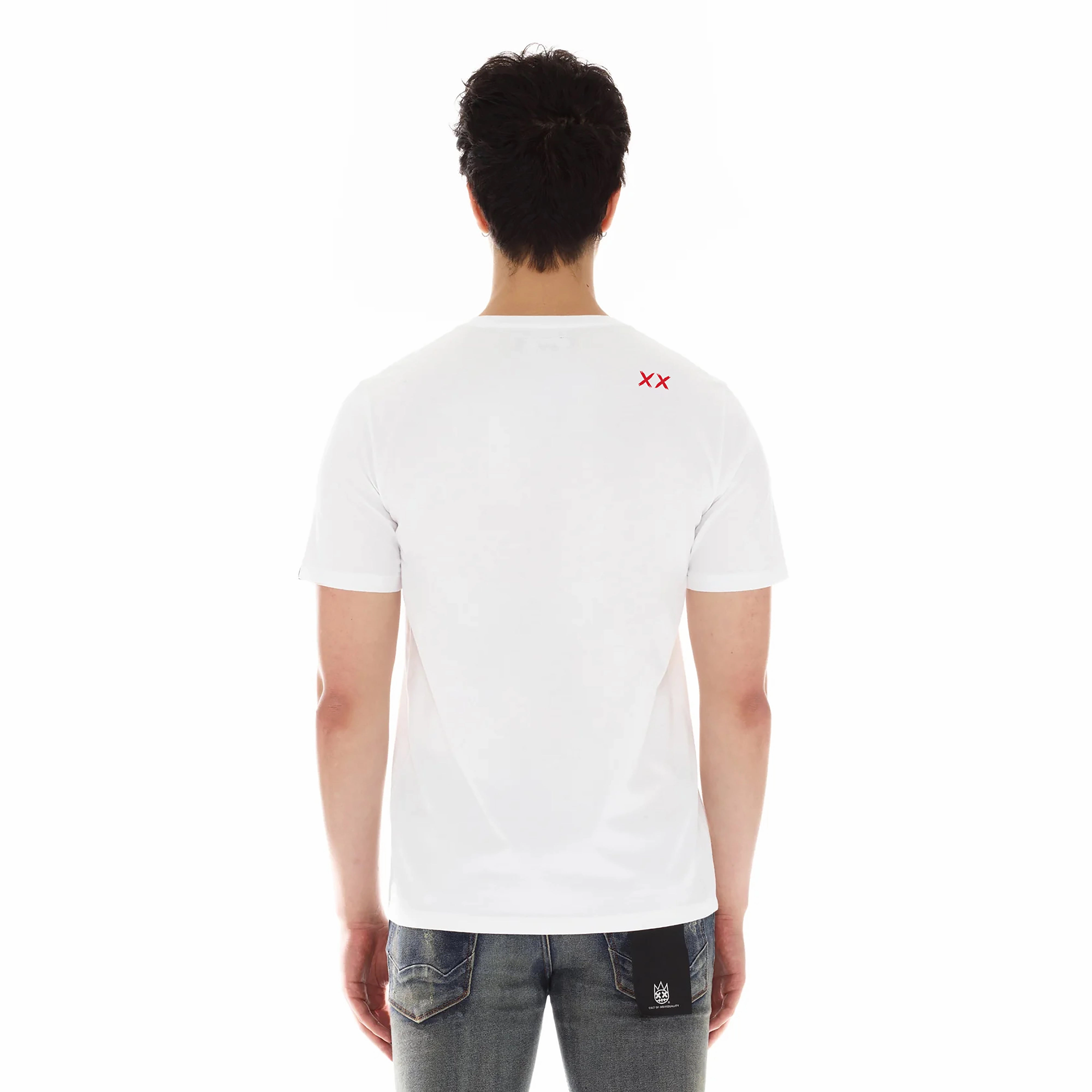 Everyday Trend Linen blend Cult's Short Sleeve Crew Neck Tee "Cult x Mickey" in White