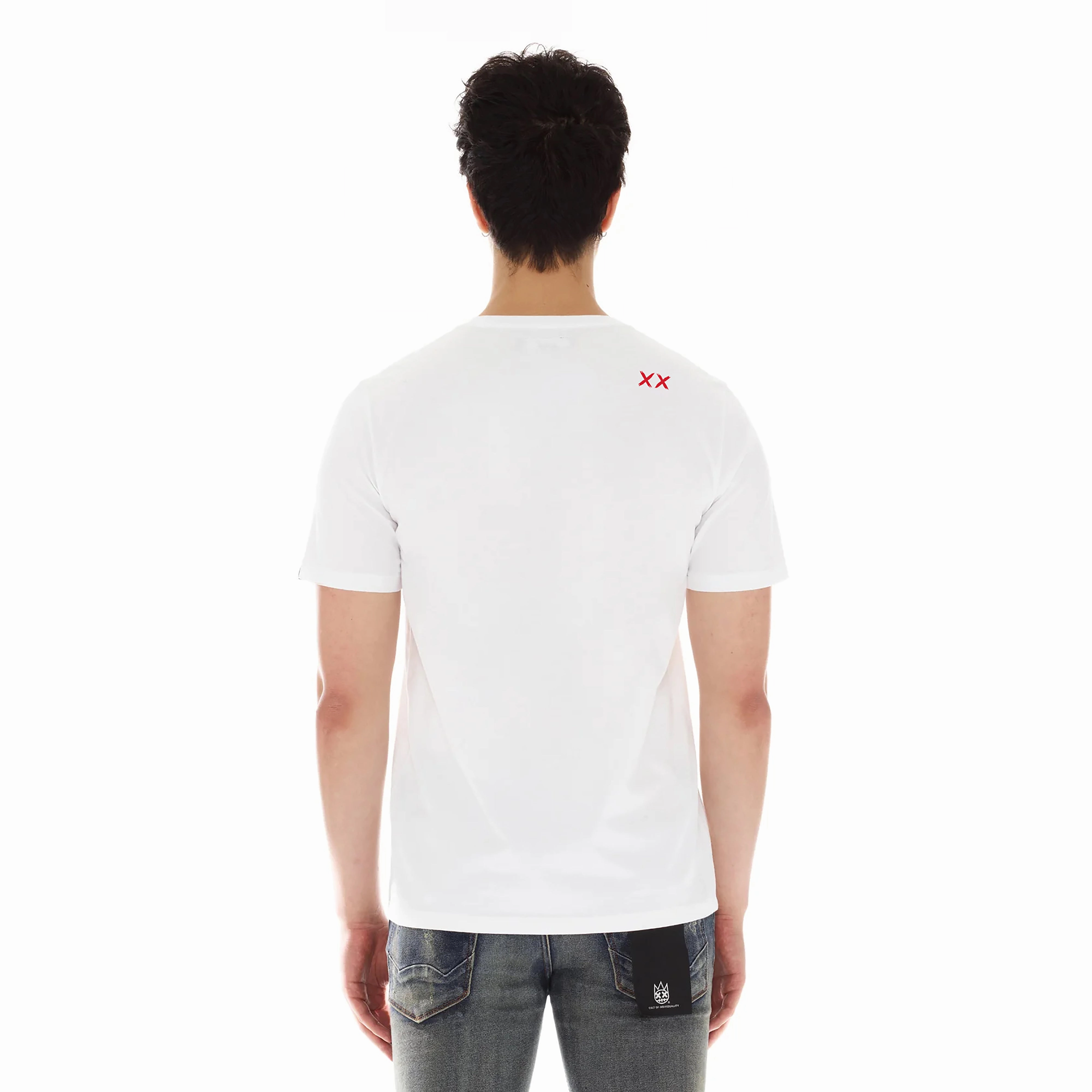 Cult's Short Sleeve Crew Neck Tee "Cult x Mickey" in White HighThreadCount