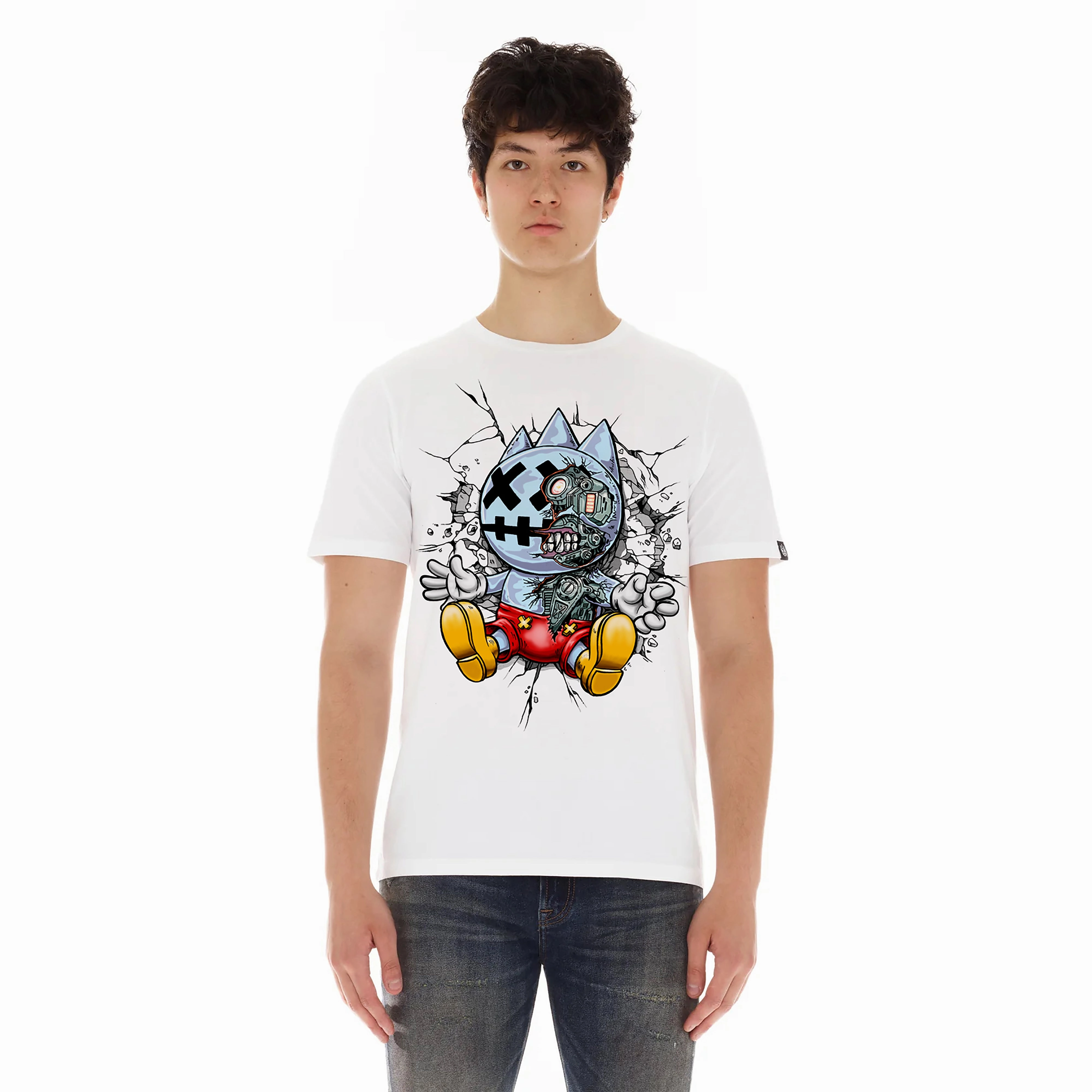 Comfort Stretch Cult's Short Sleeve Crew Neck Tee "Cult x Mickey" in White