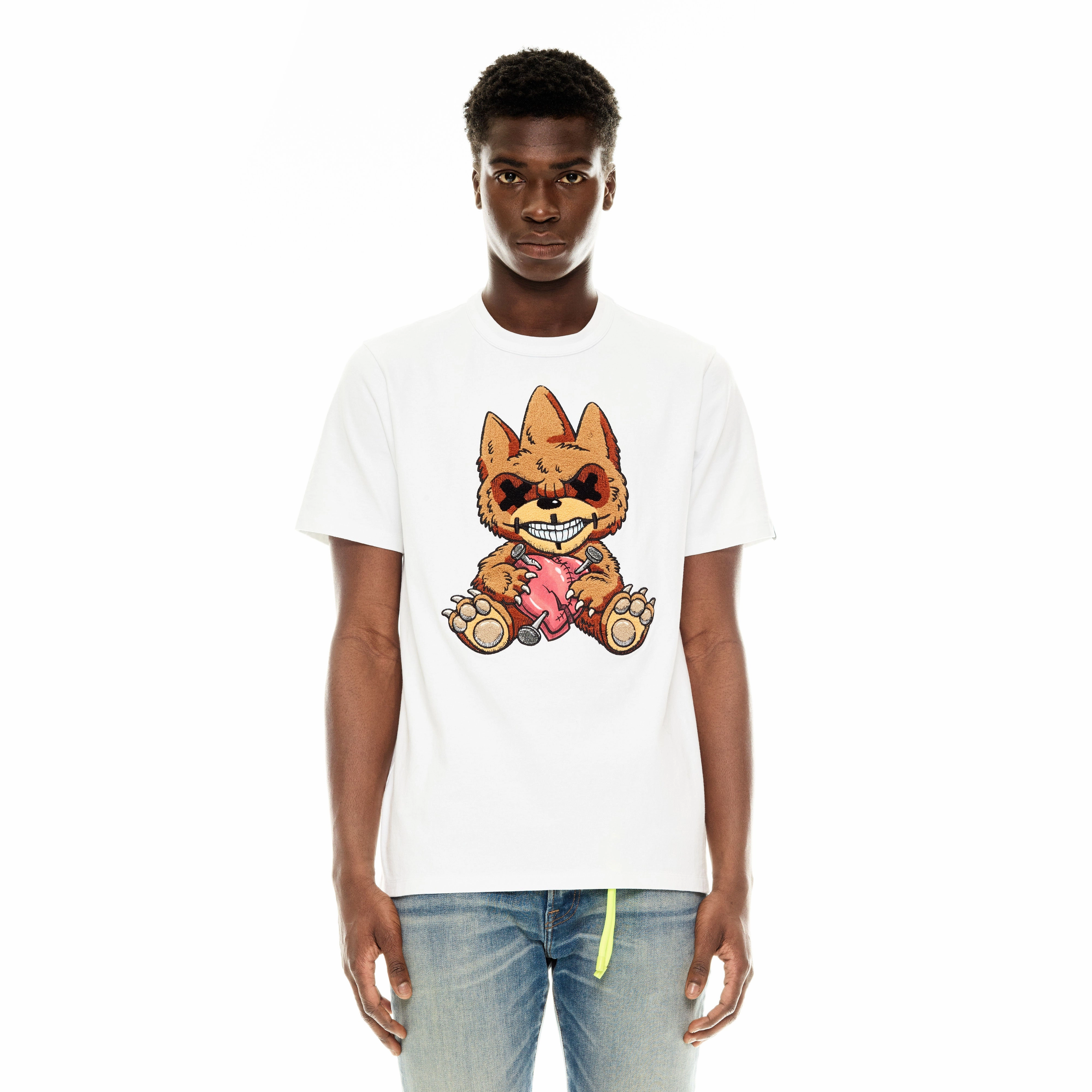 Breathable Stretch Fit Cult's Short Sleeve Crew Neck Tee "Heart Broken" in White