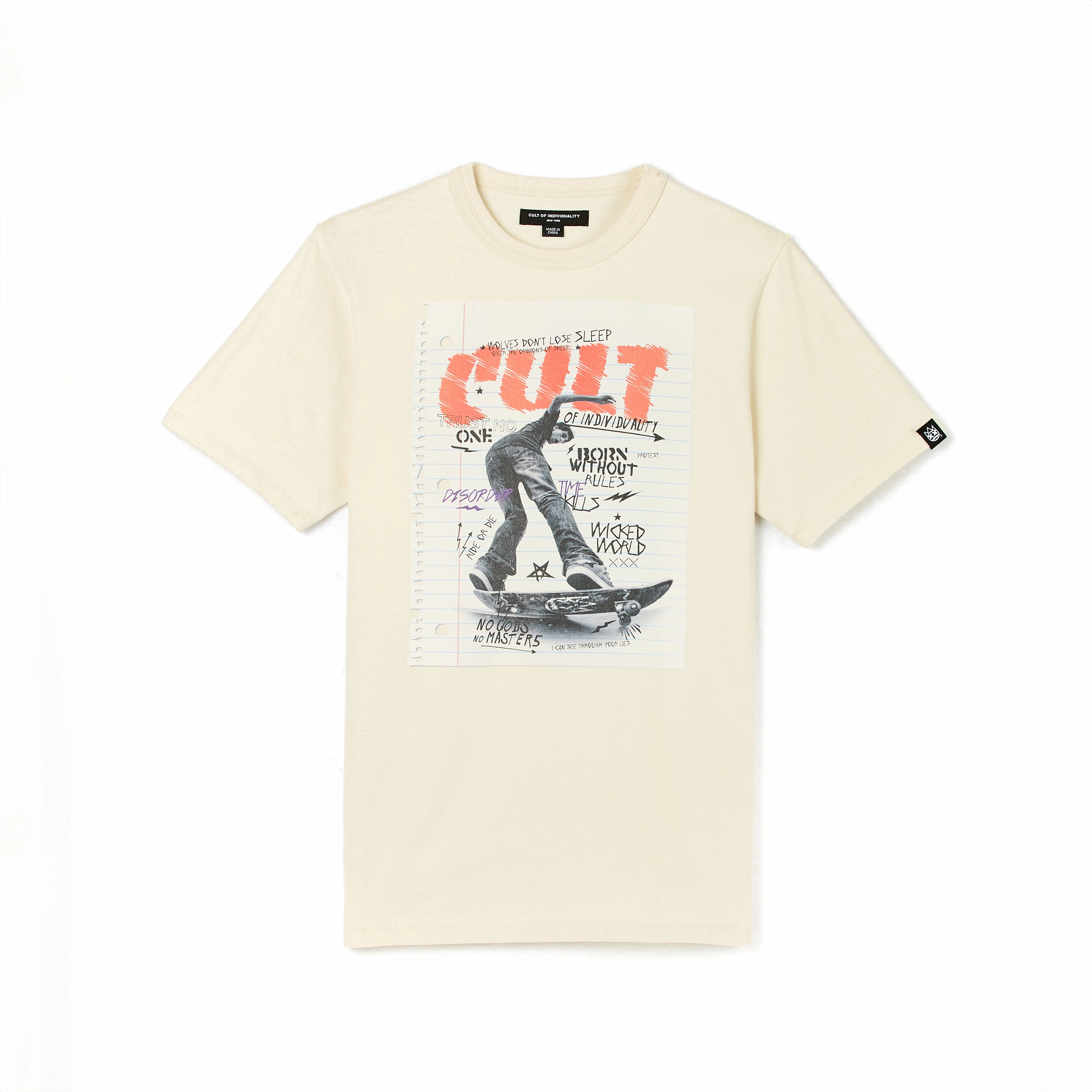 Cult's Short Sleeve Crew Neck Tee "LSD" in Winter White Quick Layer Fit