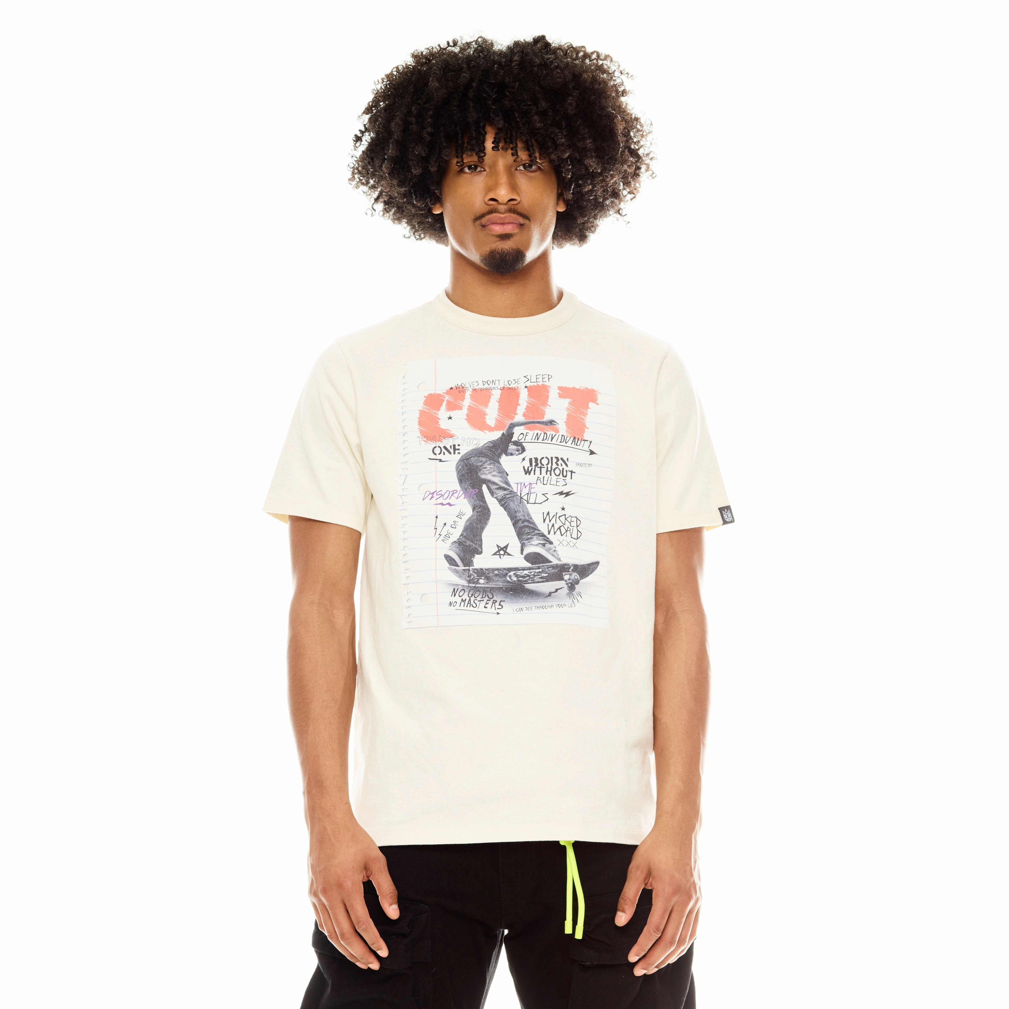 Casual Comfort Wear Cult's Short Sleeve Crew Neck Tee "LSD" in Winter White