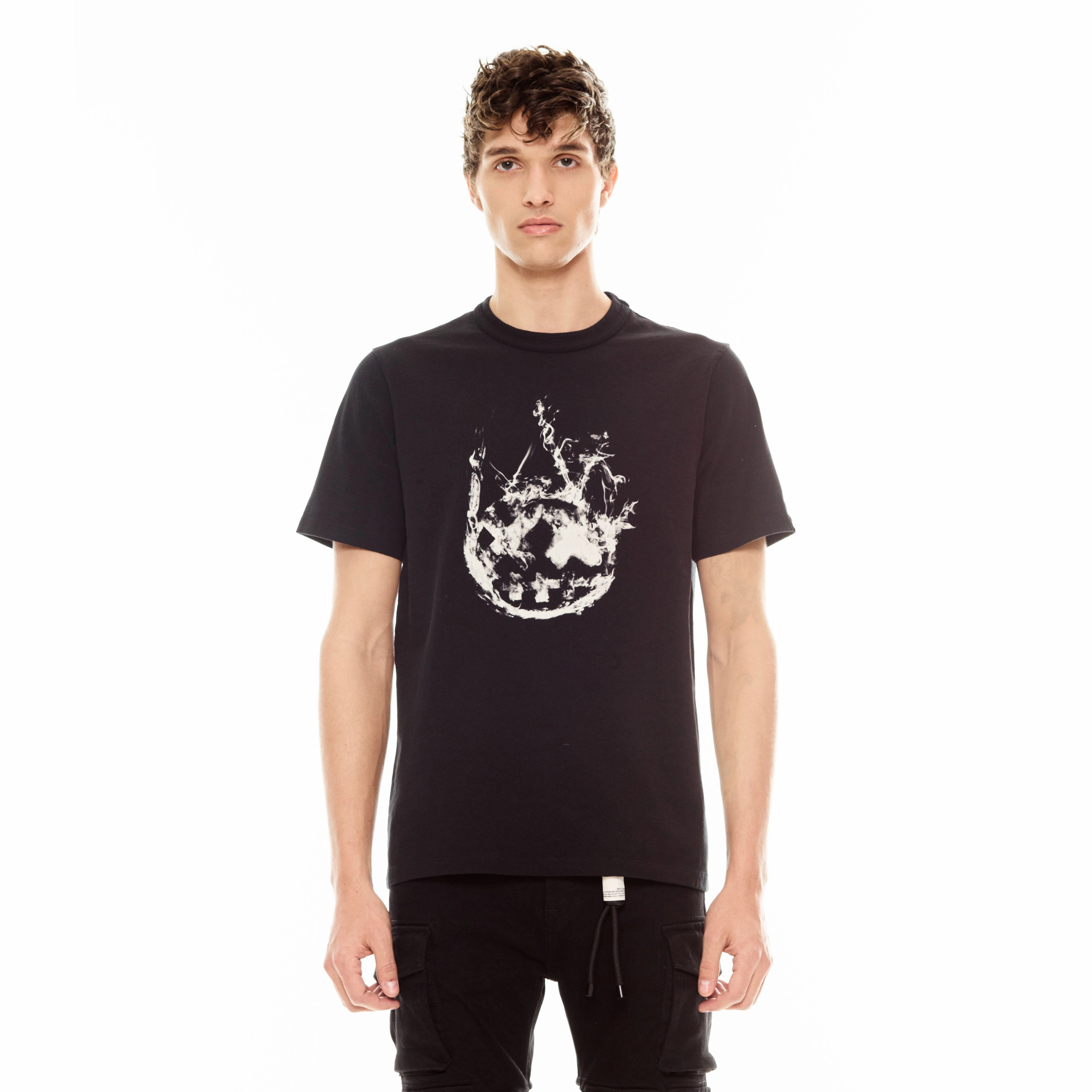 Cult's Short Sleeve Crew Neck Tee "Smoke" in Black Versatile Fit