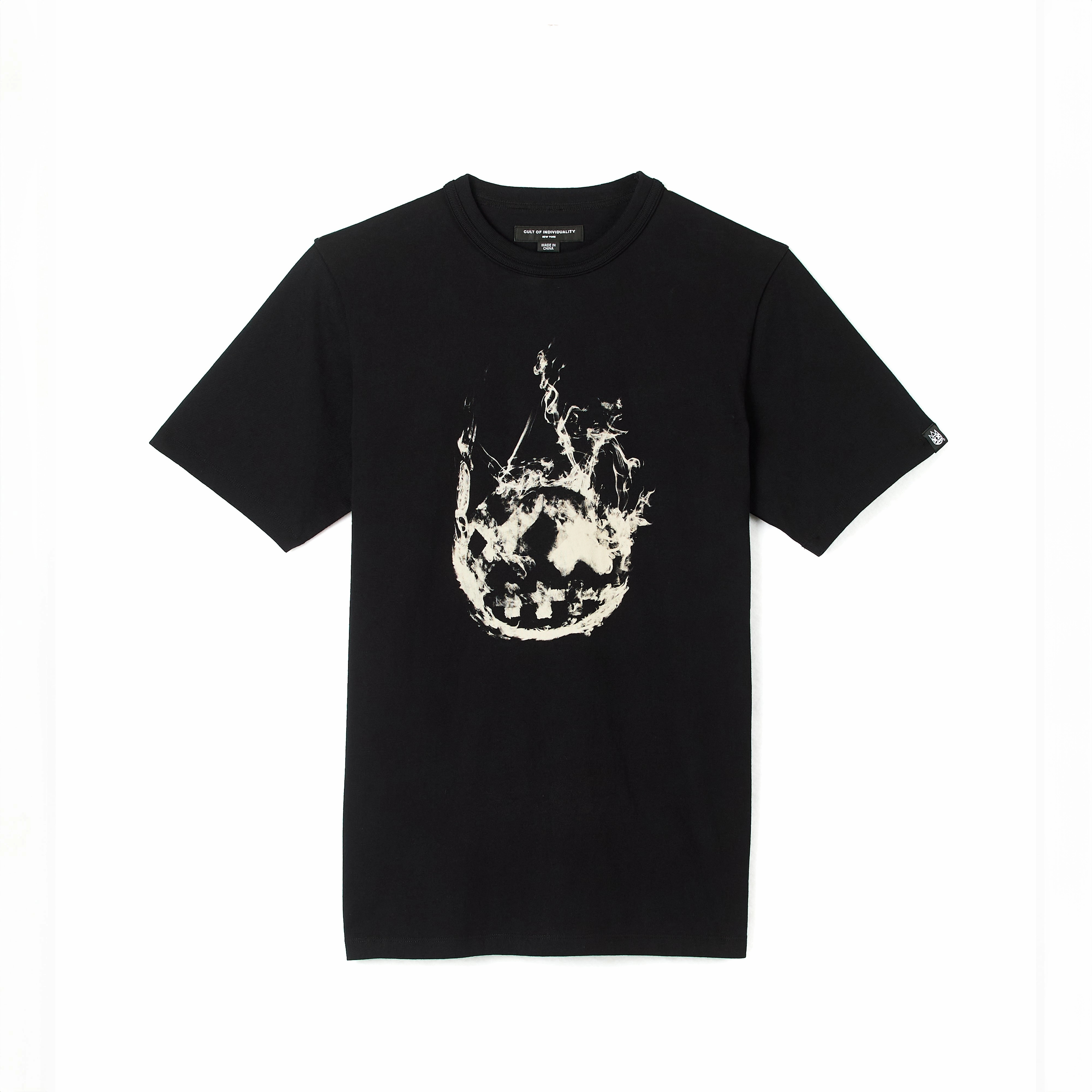 Cult's Short Sleeve Crew Neck Tee "Smoke" in Black NonRestrictiveCut Cozy Hug