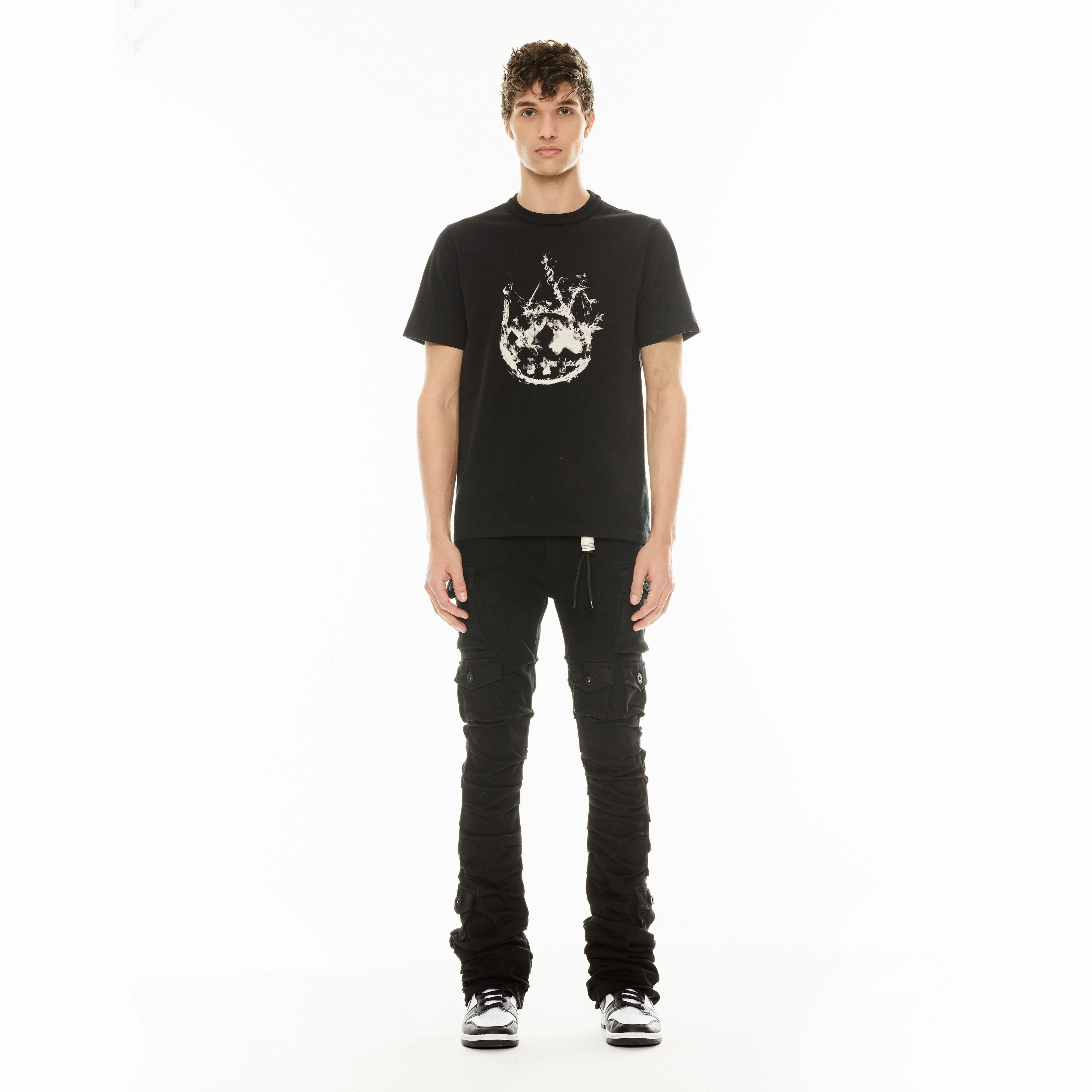 Cult's Short Sleeve Crew Neck Tee "Smoke" in Black Versatile Wearable Sleek Stretch