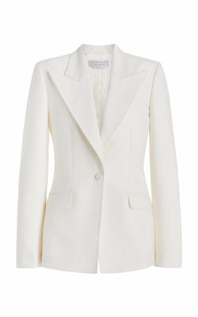 Luxury Attire Leiva Sequin Blazer in Ivory Virgin Wool