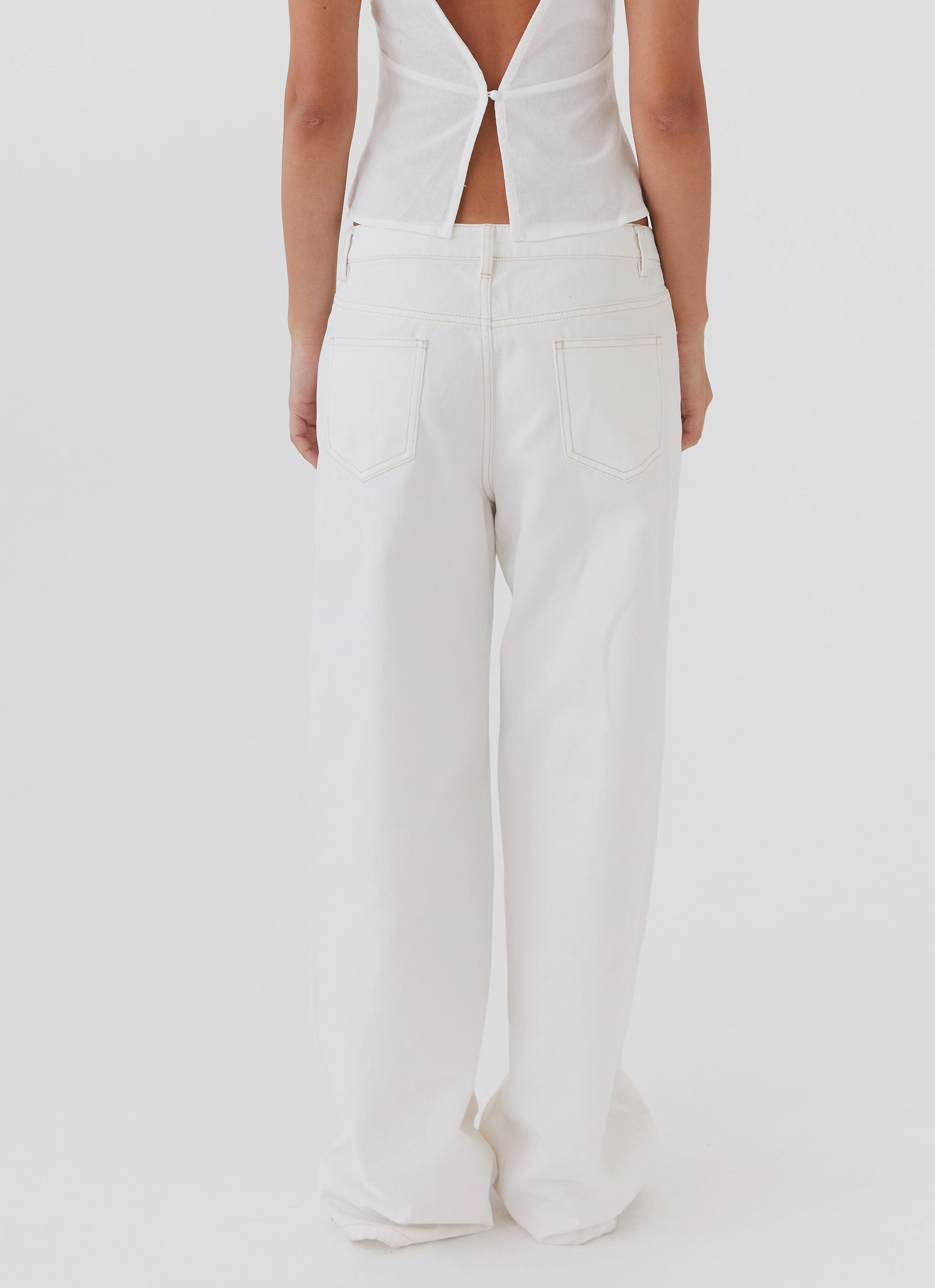 Keanna Low Rise Denim Jeans - Ivory Vintage Wash Smart Casual Classic Wear