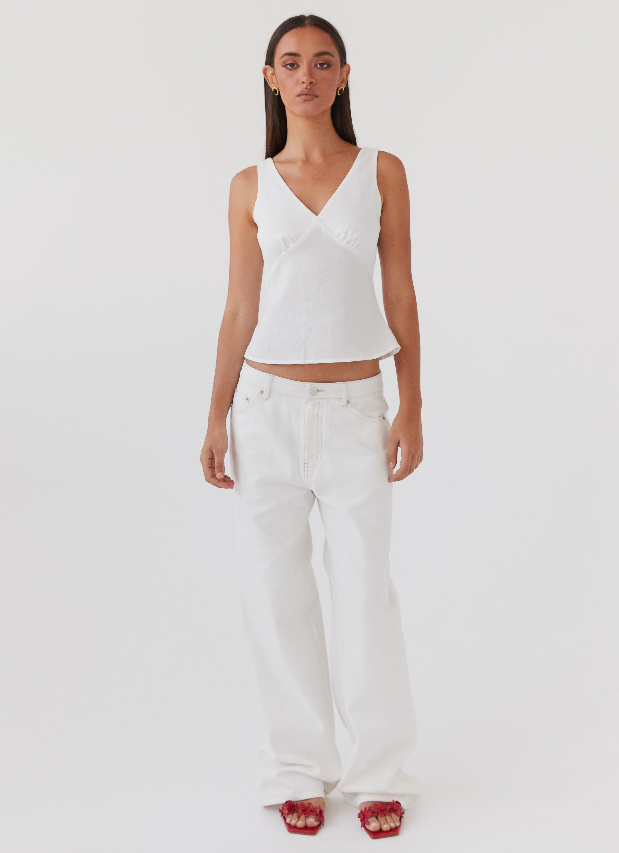 Daily Function Cool Outfit Keanna Low Rise Denim Jeans - Ivory