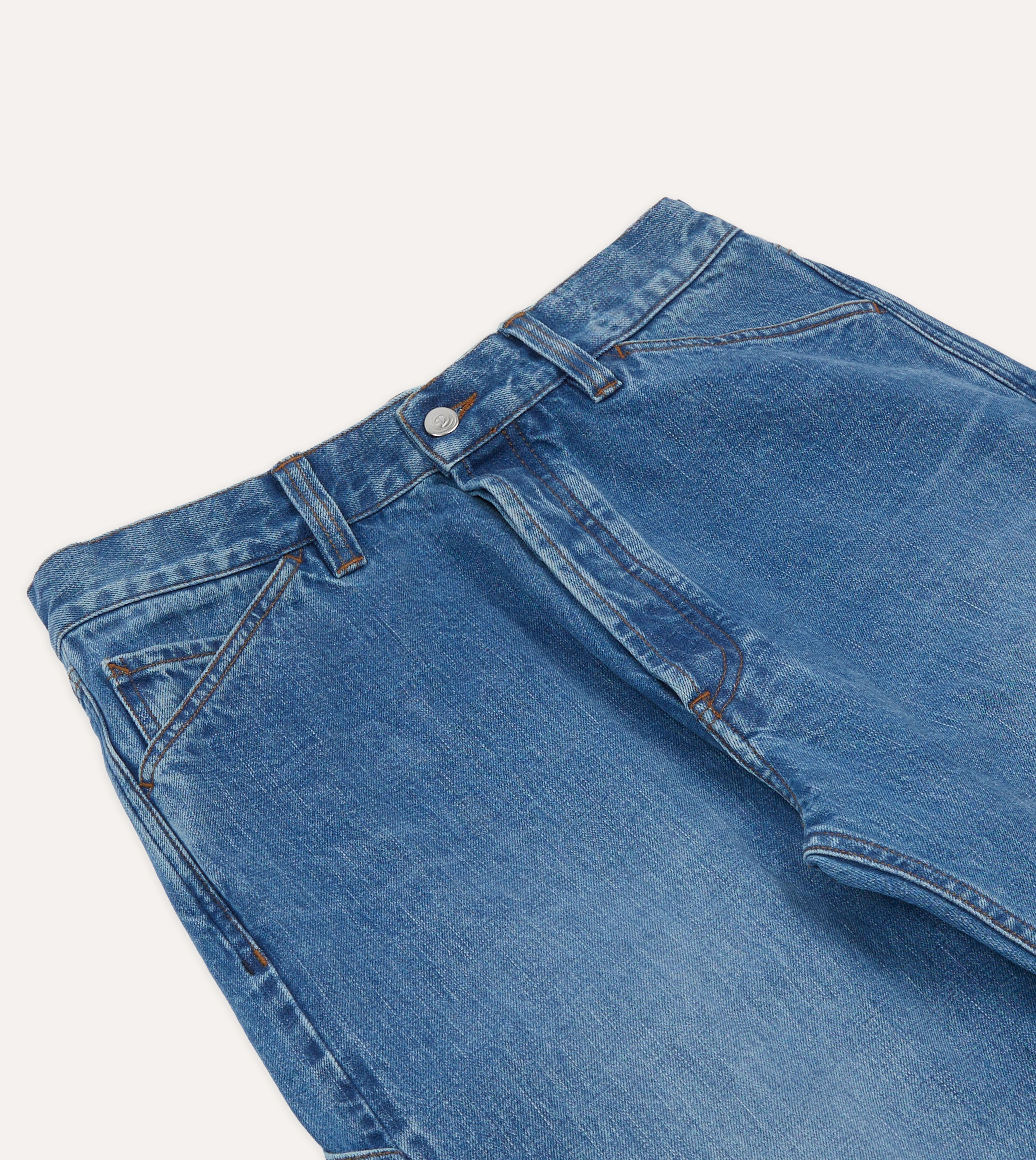 Custom Wash 14.2oz Selvedge Denim Painter Pants Flexible Knee Panels