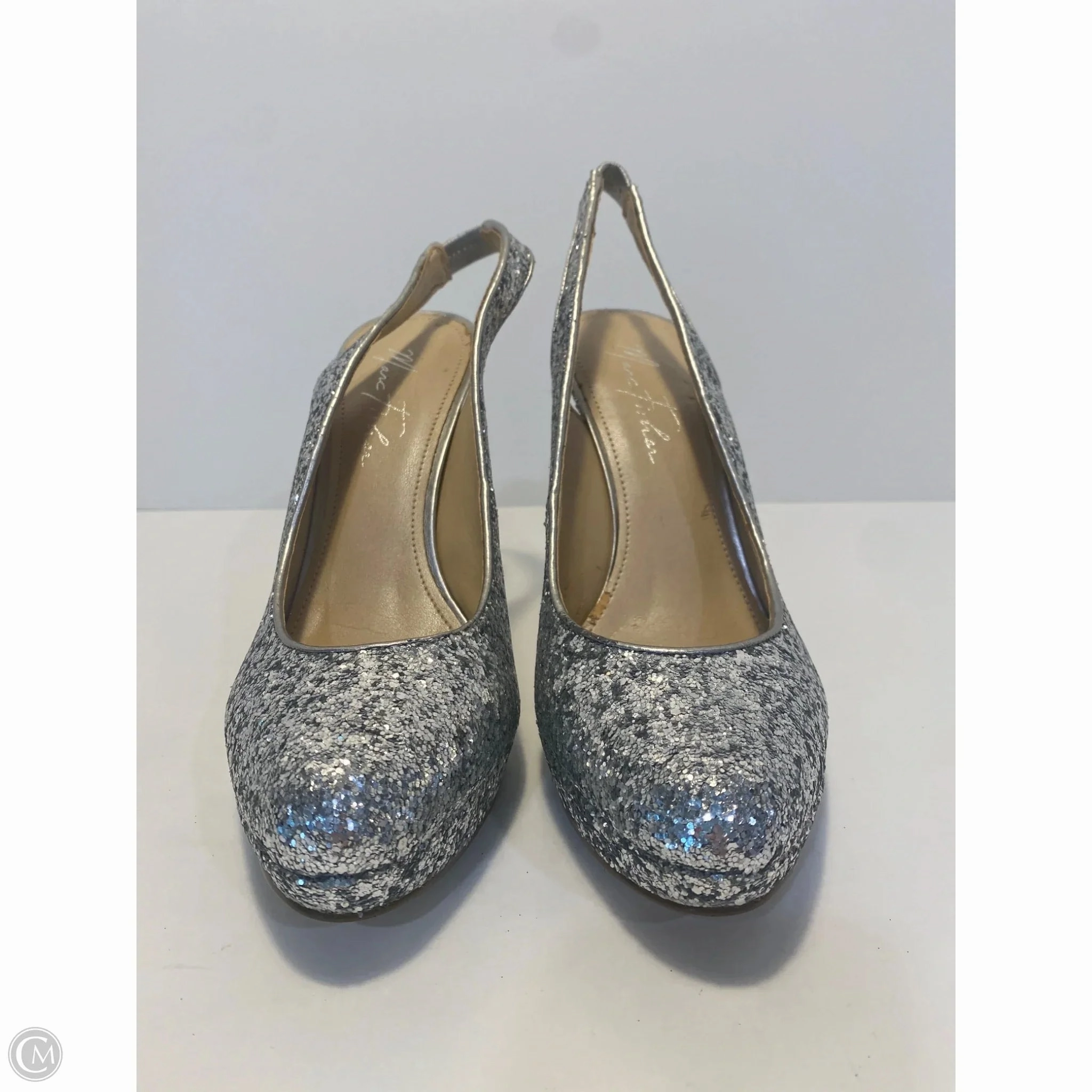 Shoes Heels Stiletto By Marc Fisher In Silver, Size: 9 Contoured Footbed