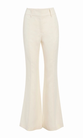 Perfect Tailored Fit All-Season Comfort Rhein Pant in Ivory Textured Linen
