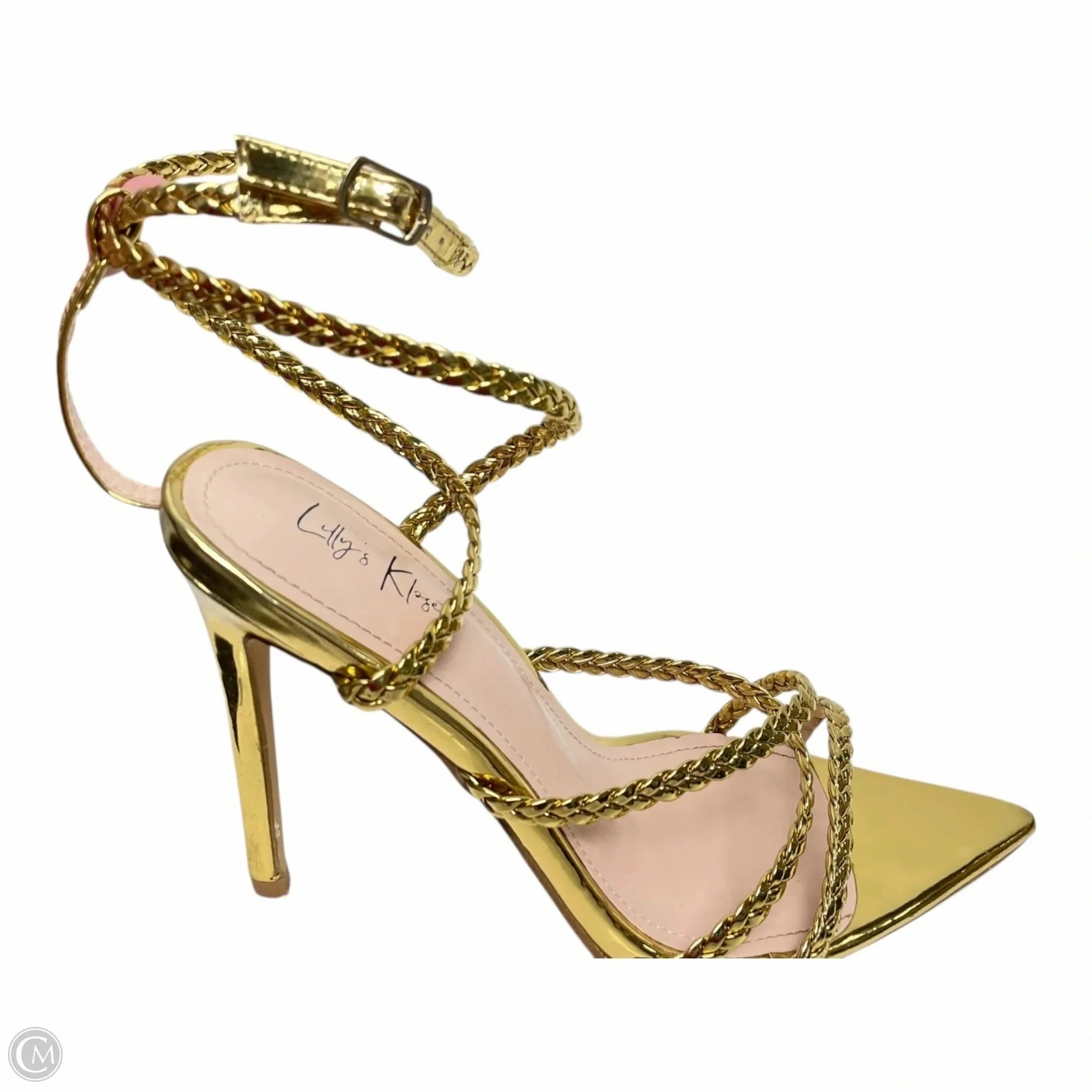 Adjustable Heel Sandals Shoes Heels Stiletto By Lilly??s Kloset In Gold, Size: 8.5