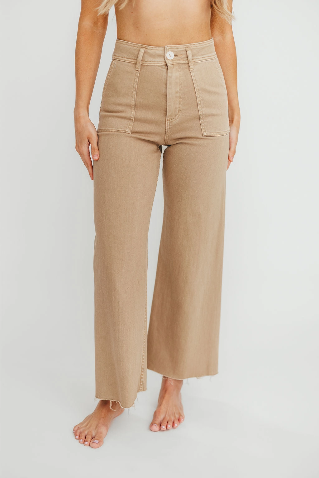 Dean Dye & Wash Cotton Stretch Wide-Leg Pants in Artichoke All Day Fit