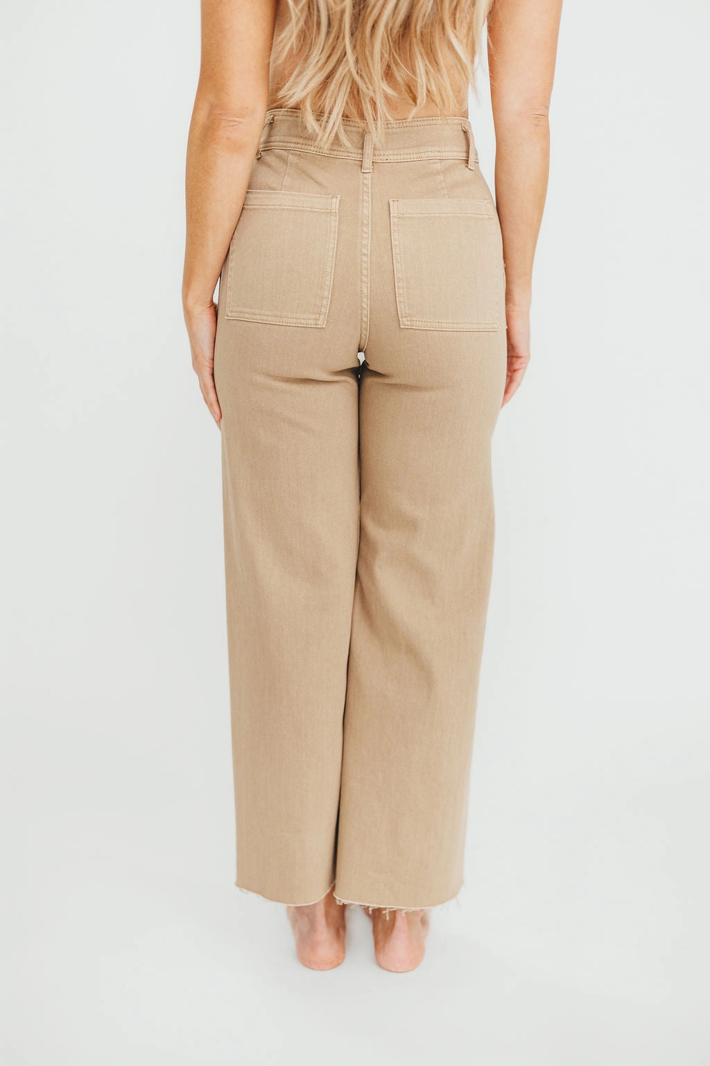 Dean Dye & Wash Cotton Stretch Wide-Leg Pants in Artichoke All Season Style Minimal Fashion