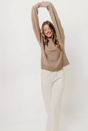 LowMaintenanceMaterial Metallic Fiber Blend Desiree Sweater in Mocha