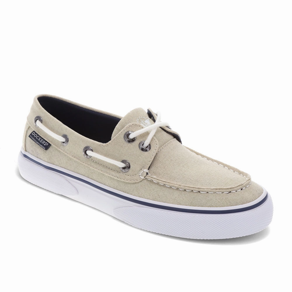 Dockers Mens Rowe Canvas Casual Lace Up Boat Shoe Path Clear