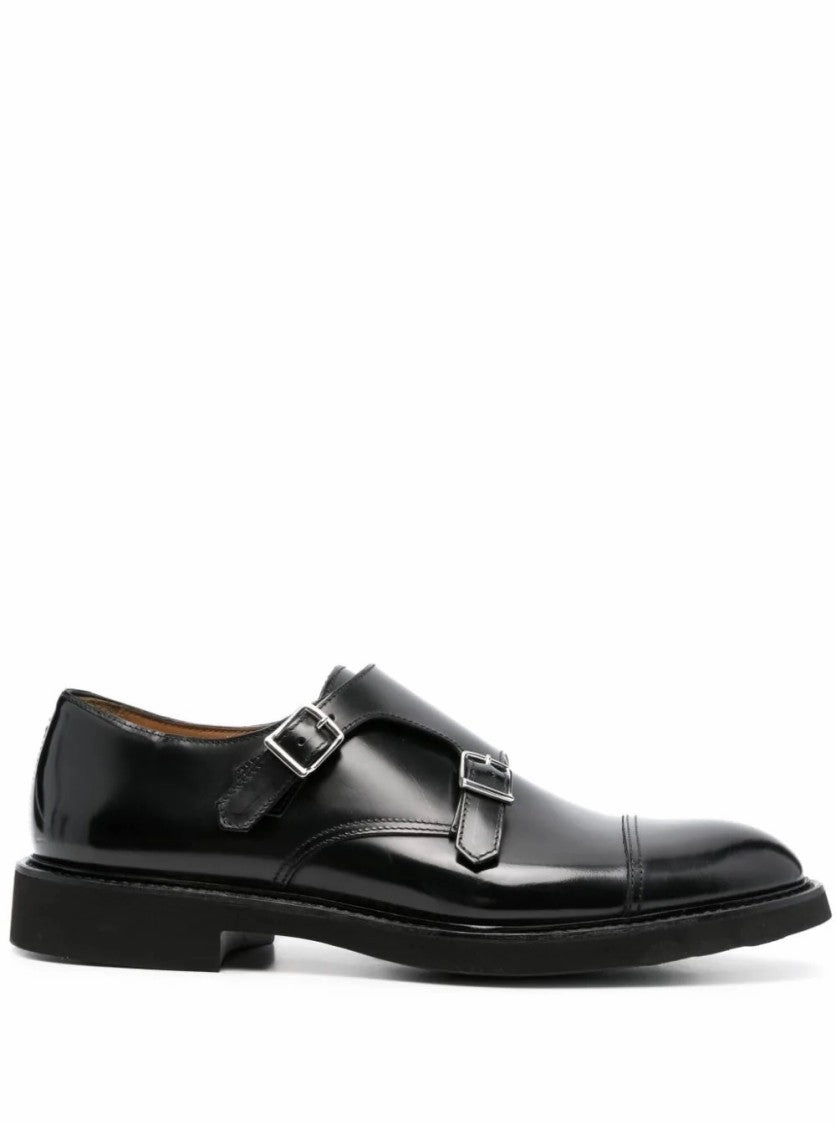 Ground Firm Double Buckle Black Shoes