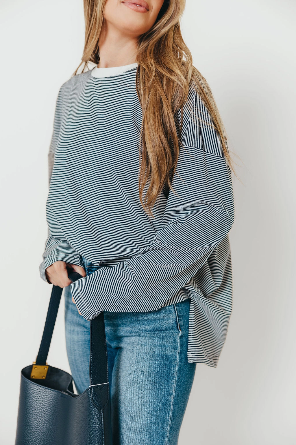 Camden Oversized Striped Top in Navy/White coordinating pieces