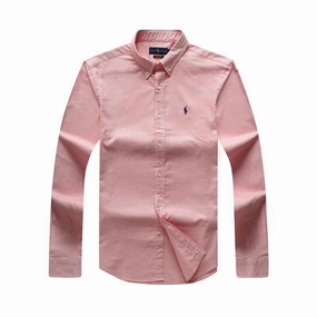 Everyday Comfort Striped Design Polo Ralph Lauren Men's Custom Fit Tiny Checked Long Sleeve Shirt - Pink