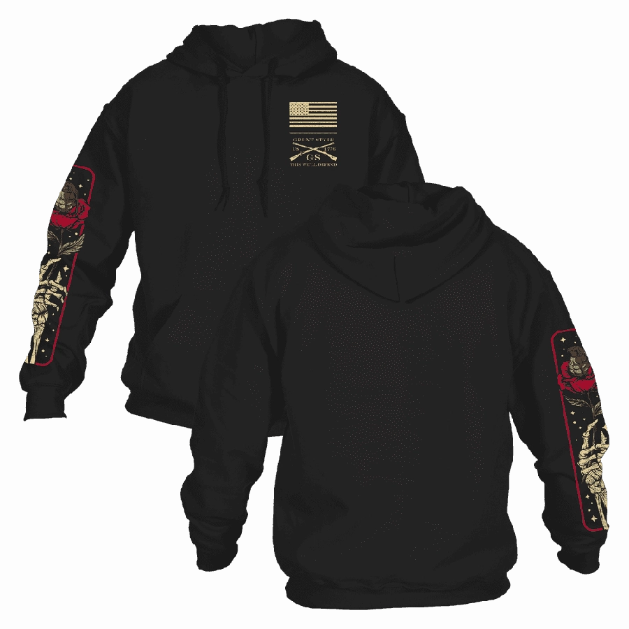 Thermal Lining Shrew like Death Rose Hoodie - Black