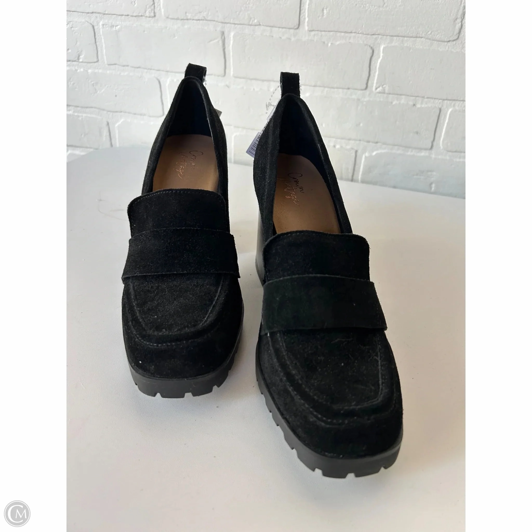 Platform Heels Shoes Heels Block By Crown Vintage In Black, Size: 8.5