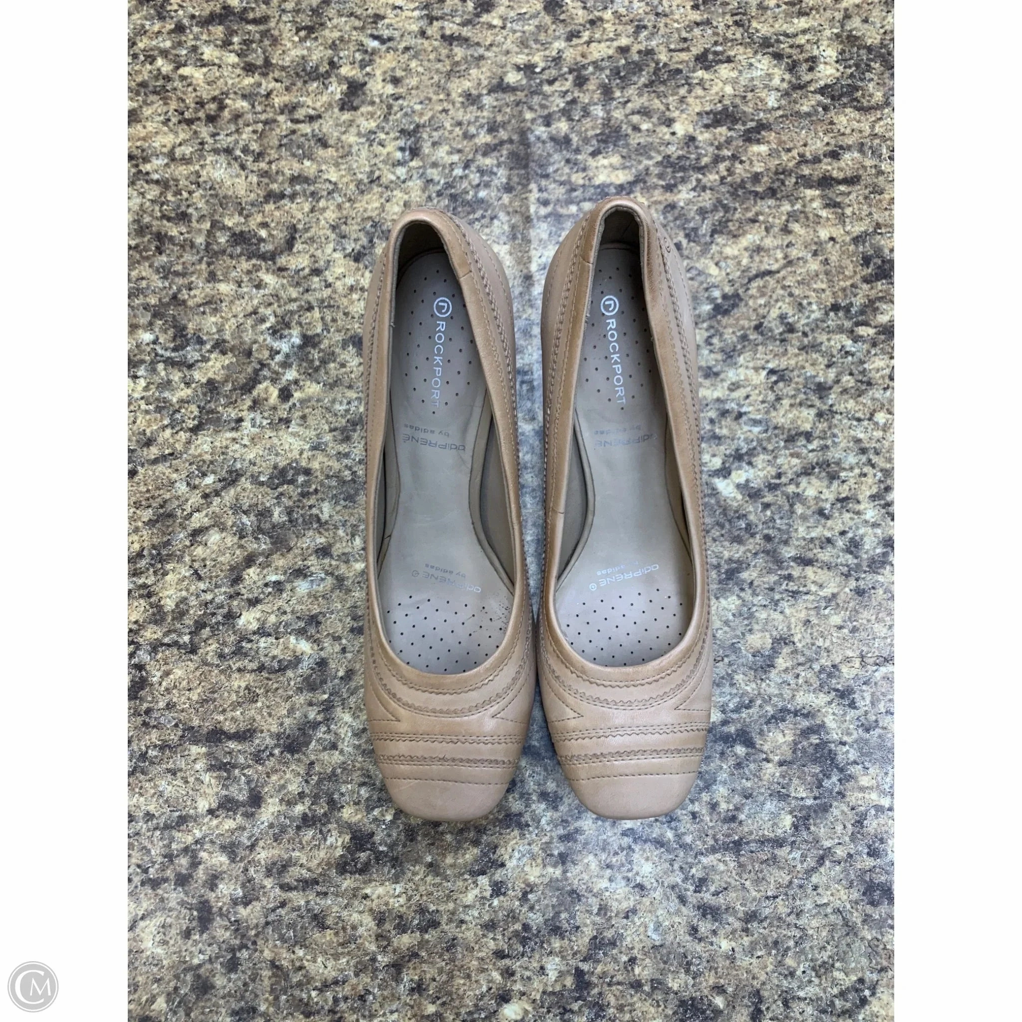 Open Toe Shoes Heels Block By Rockport In Cream, Size: 7.5