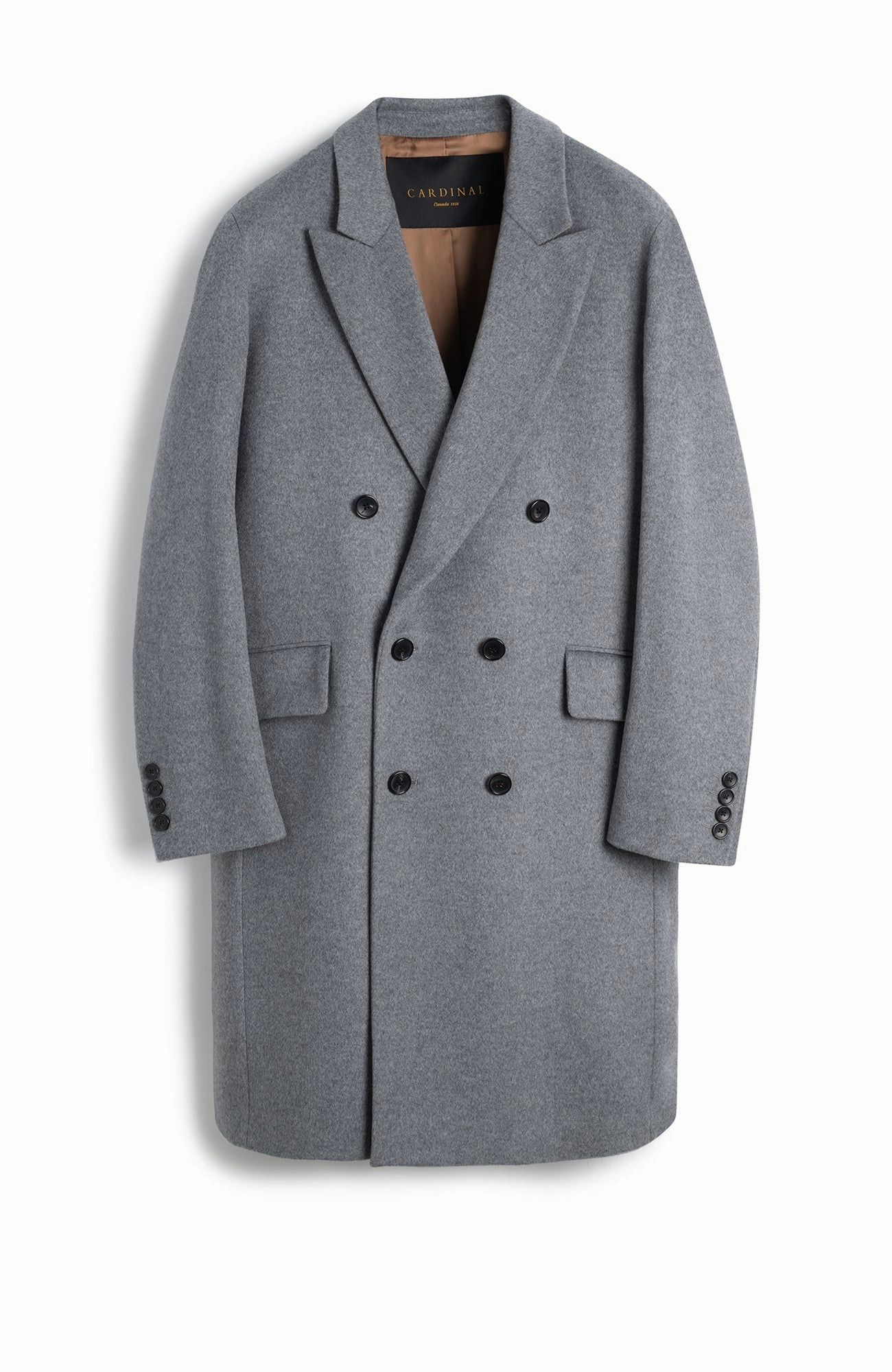 THOMAS WOOL & CASHMERE GREY OVERCOAT Clean Fit Design