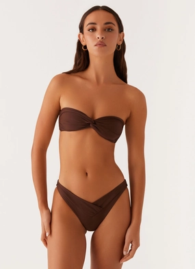 Geometric-Shapes Delta Bikini Bottoms - Brown