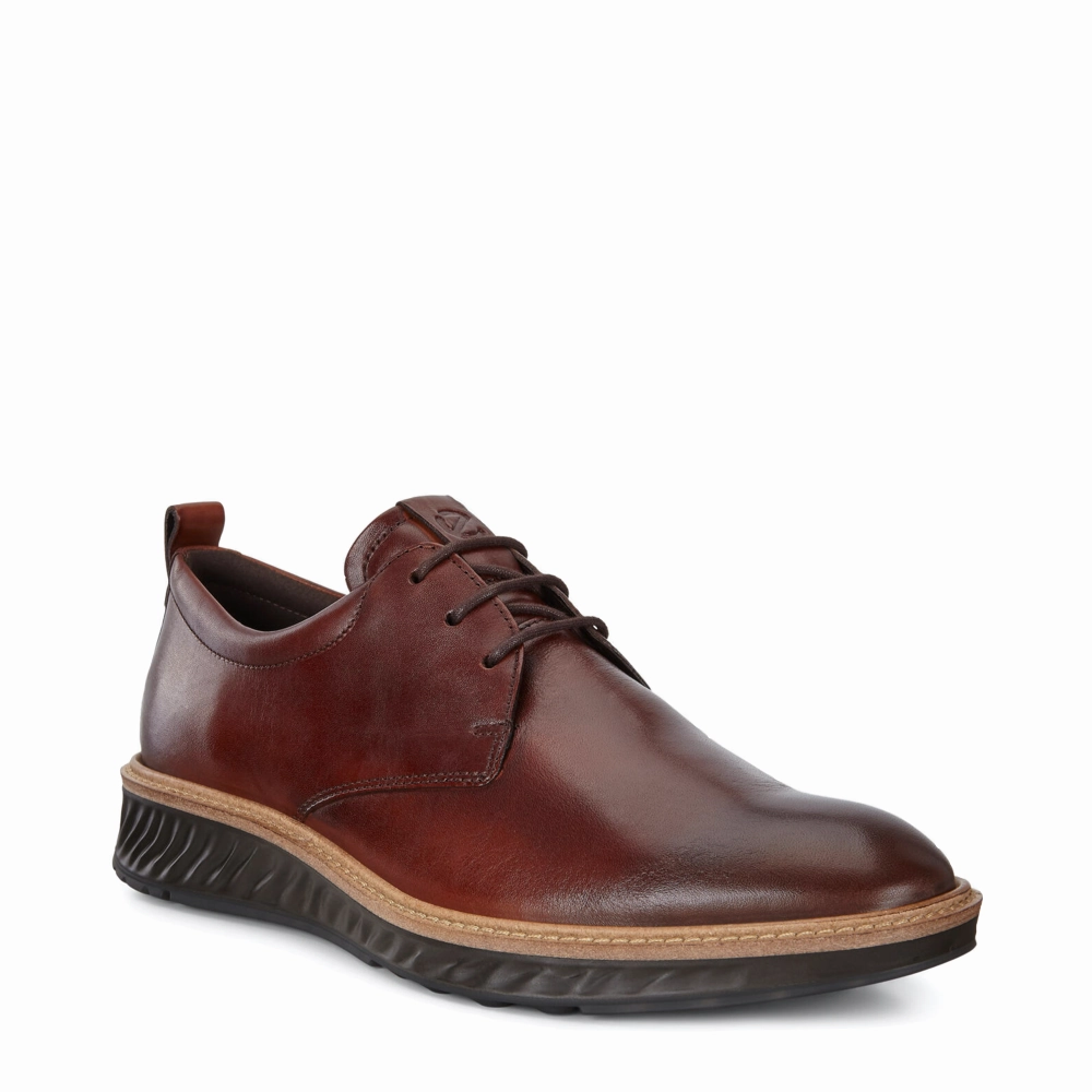 Ecco Men's ST. 1 Hybrid Plain Toe Shoe in Cognac Chic Structure Boardroom Ready