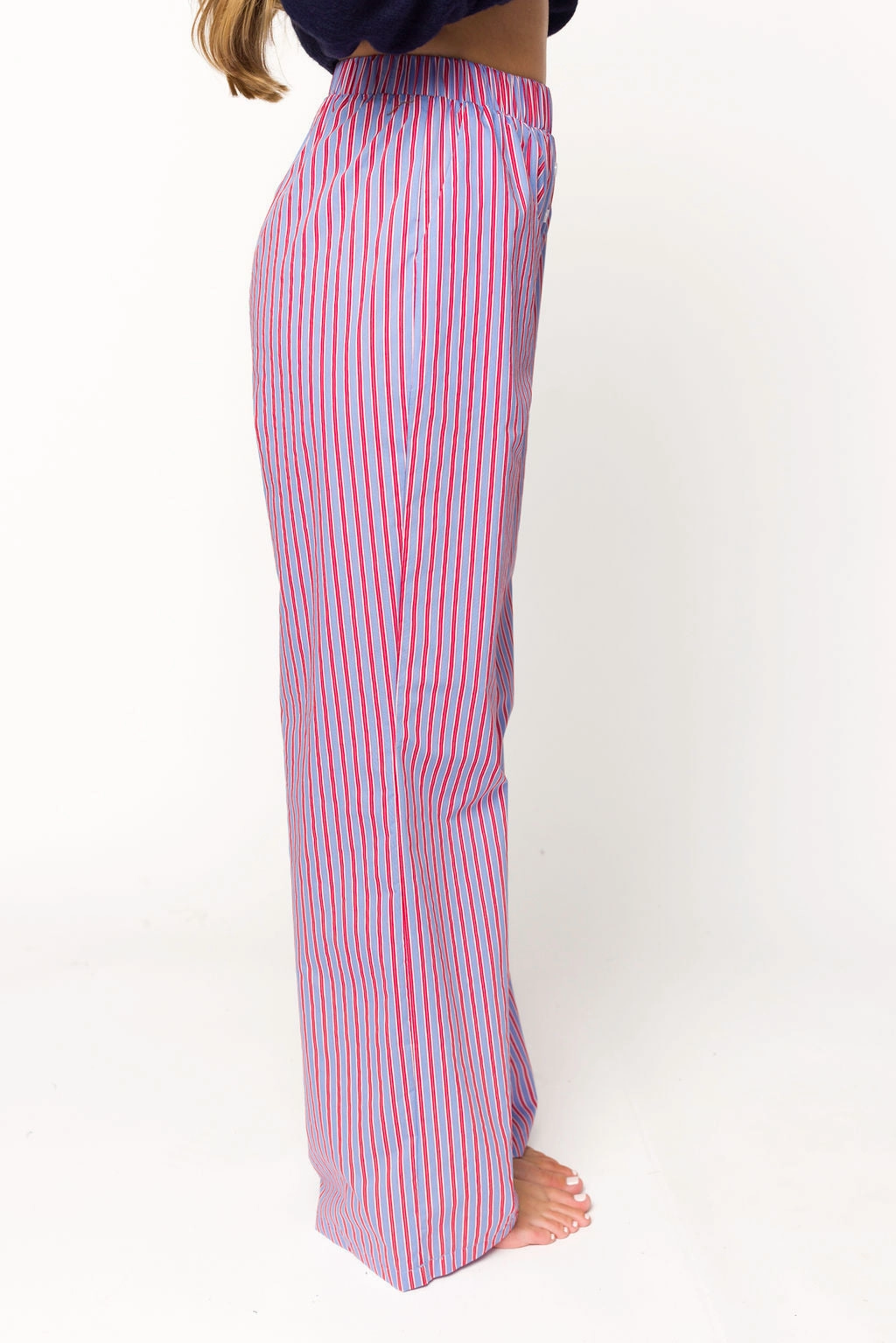 Shea Striped Pajama Pants in Blue/Red *Final-Sale* AllDayCompression Slim Fit Design