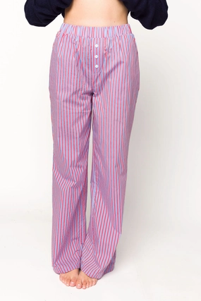 Shea Striped Pajama Pants in Blue/Red *Final-Sale* Core Essential Slim Look