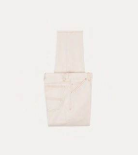 Ecru 12.7oz Selvedge Denim Contrast Stitch Five-Pocket Jeans Minimalist Fit WaterproofTechnology