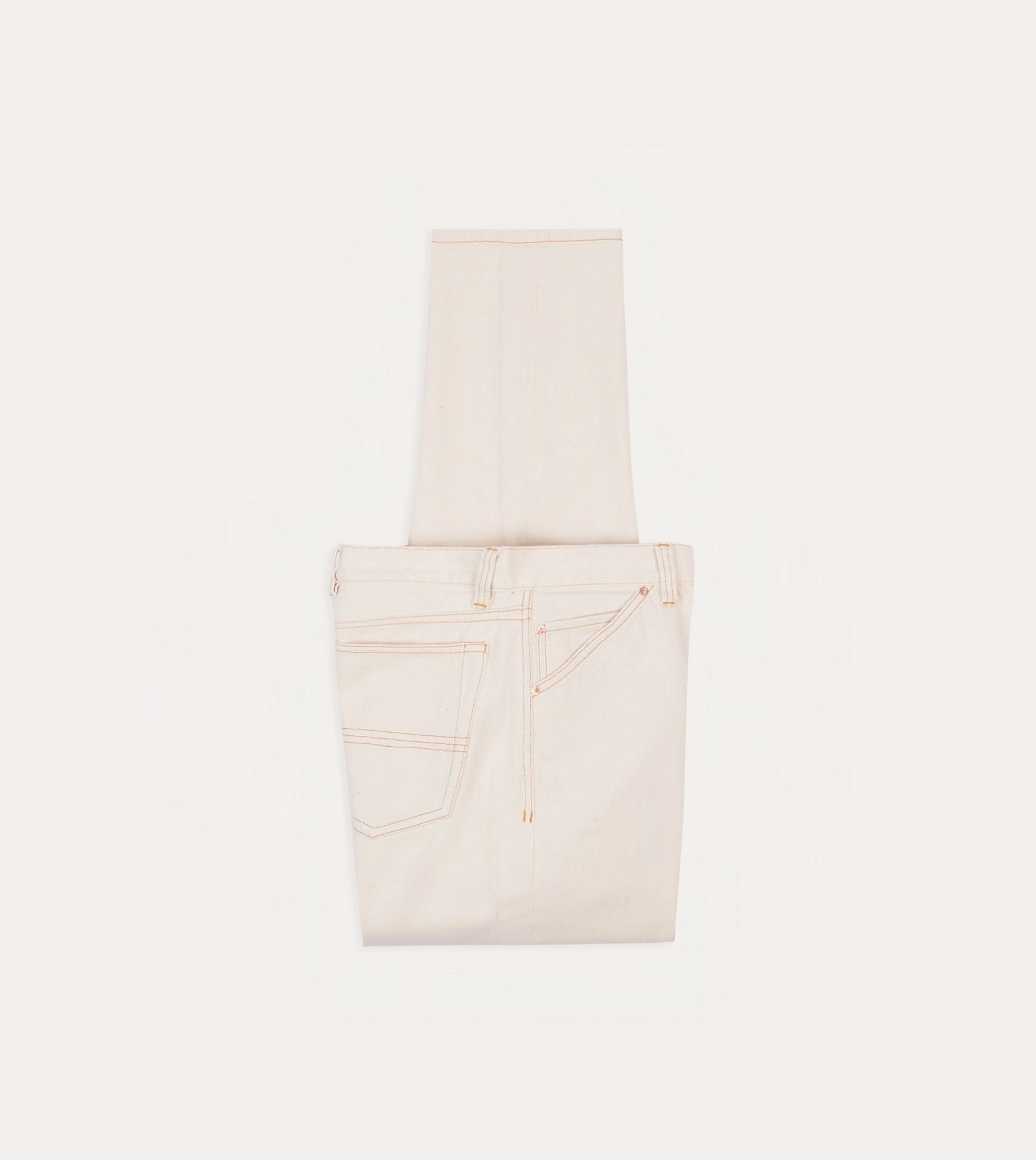 Ecru 12.7oz Selvedge Denim Contrast Stitch Five-Pocket Jeans Minimalist Fit WaterproofTechnology