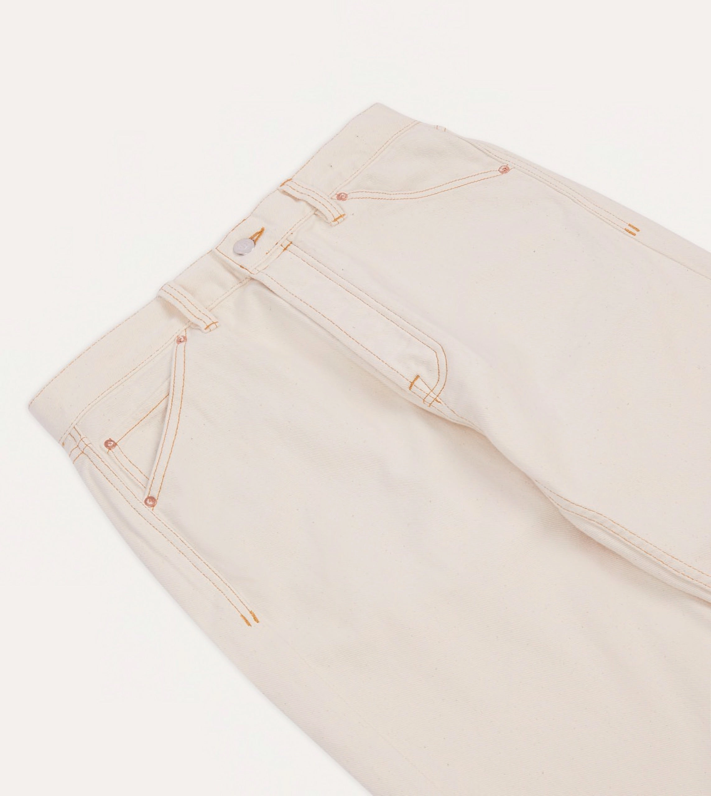 Ecru 12.7oz Selvedge Denim Contrast Stitch Five-Pocket Jeans Smart Casual