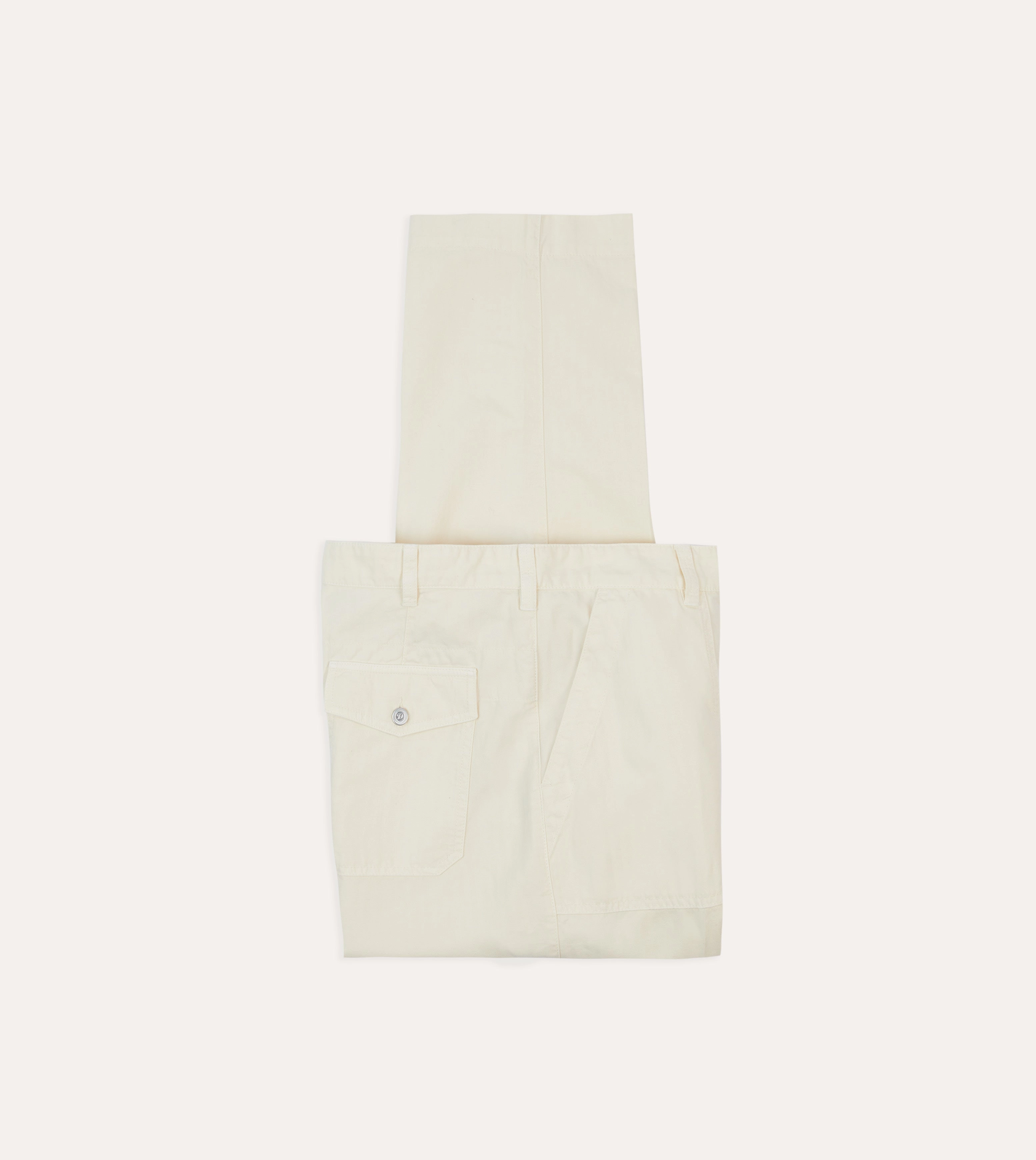 All Season Wear Ecru Cotton-Linen Herringbone Fatigue Trouser