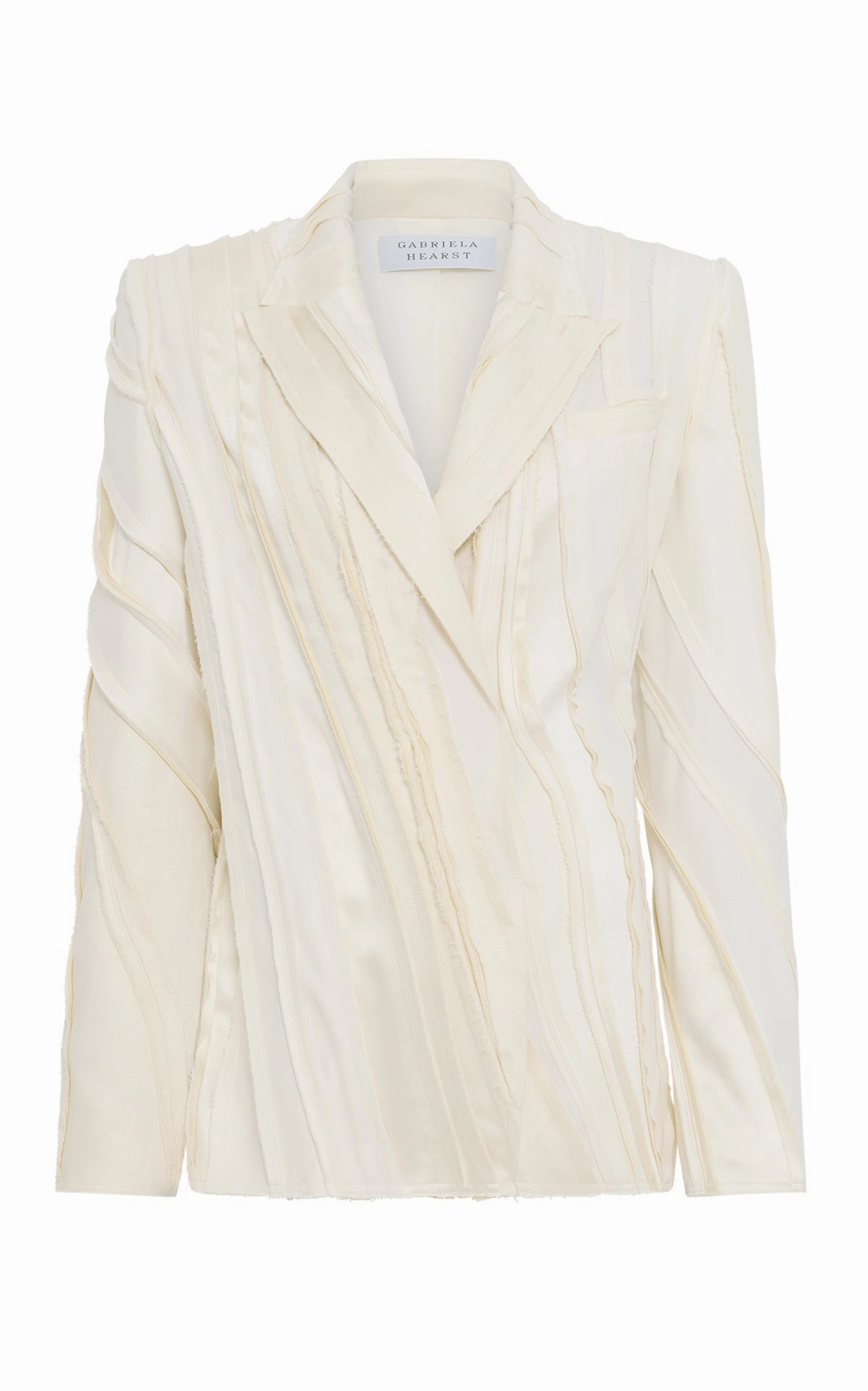 Luxury Wear Edwin Patchwork Blazer in Ivory Textured Linen Slub