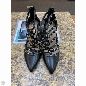 Shoes Heels Stiletto By Mix No 6 In Black & Gold, Size: 8 Fresh Edge Buckle Detail