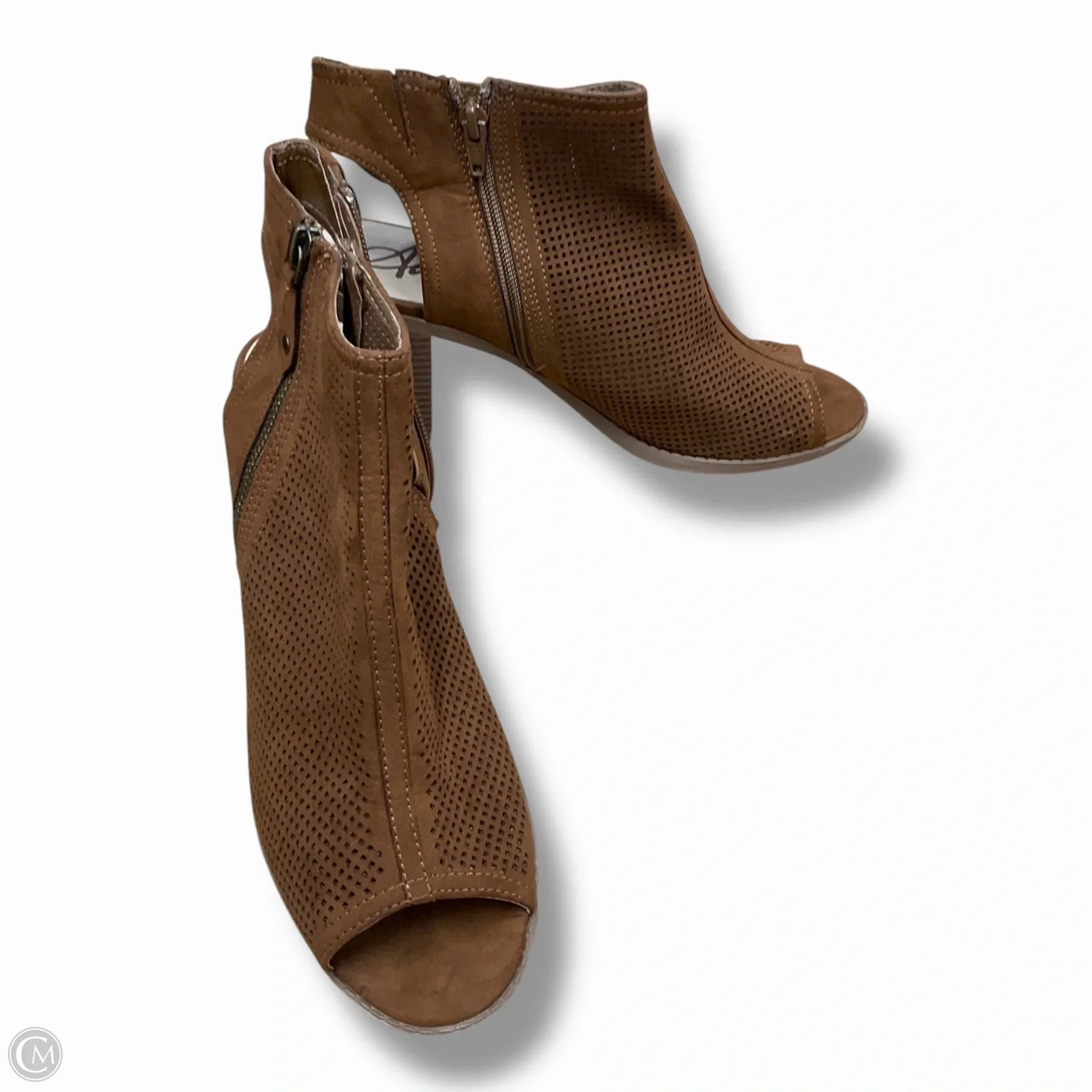 Floral Design Heels Decorative High Heels Shoes Heels Block By American Rag In Brown, Size: 10