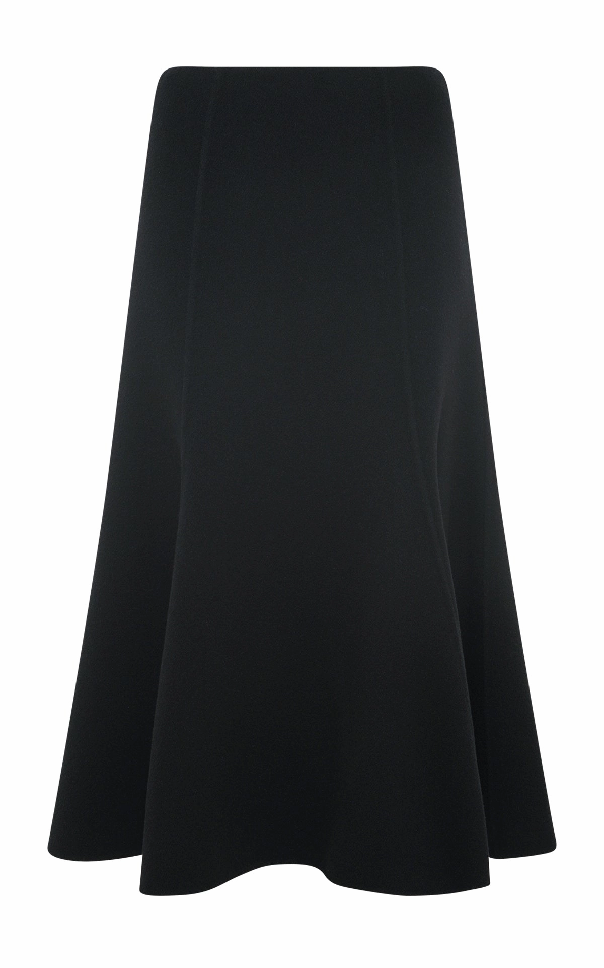 Elegant Fit Patterson Midi Skirt in Black Double-Face Recycled Cashmere