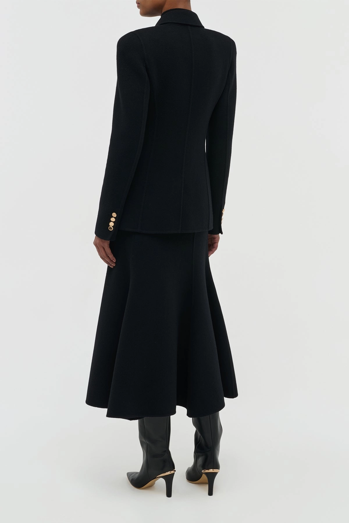Patterson Midi Skirt in Black Double-Face Recycled Cashmere Business Essentials Luxury Fit