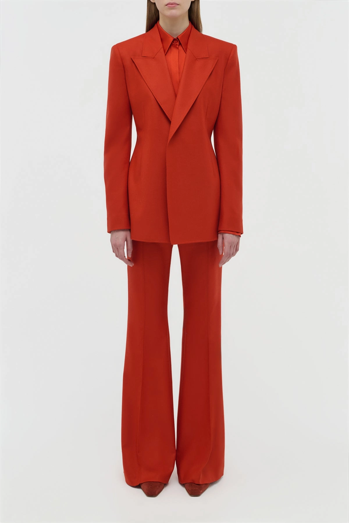 Perfect Fit Premium Style Mairi Blazer in Antelope Orange Wool Cashmere Flannel