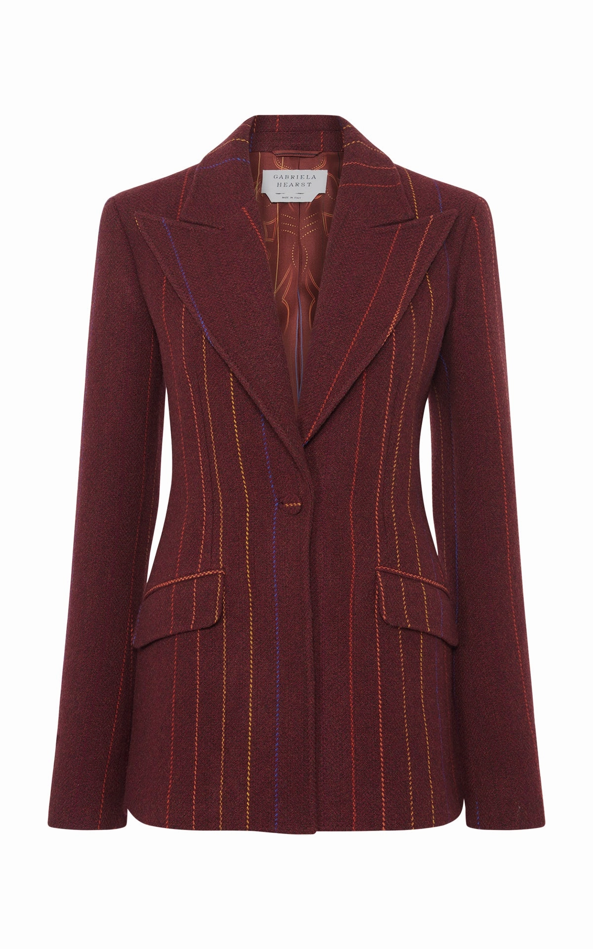Classy Appeal Work Ready Leiva Blazer in Burnt Sienna Multi Pinstripe Wool Cashmere