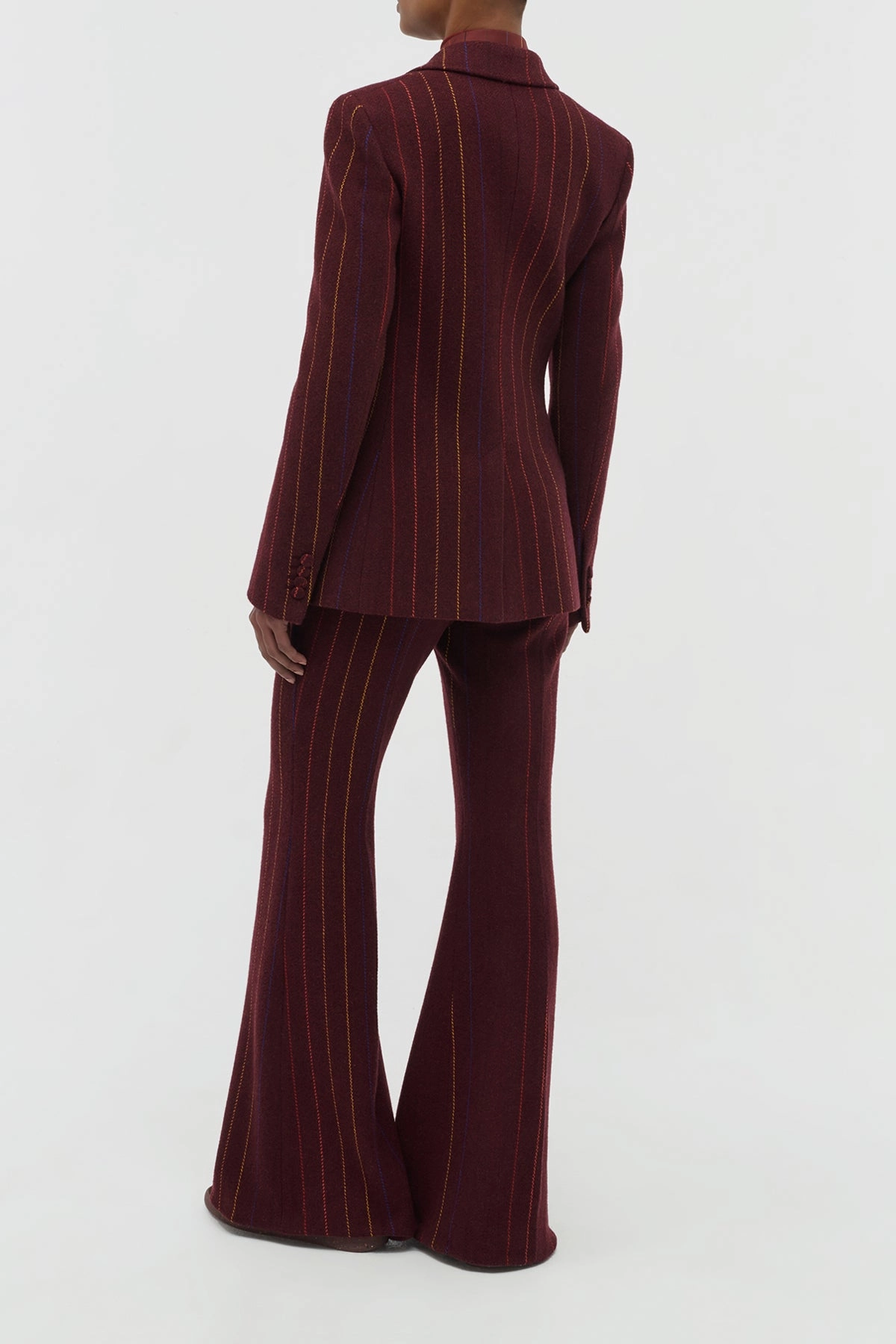Sophisticated Fit Leiva Blazer in Burnt Sienna Multi Pinstripe Wool Cashmere