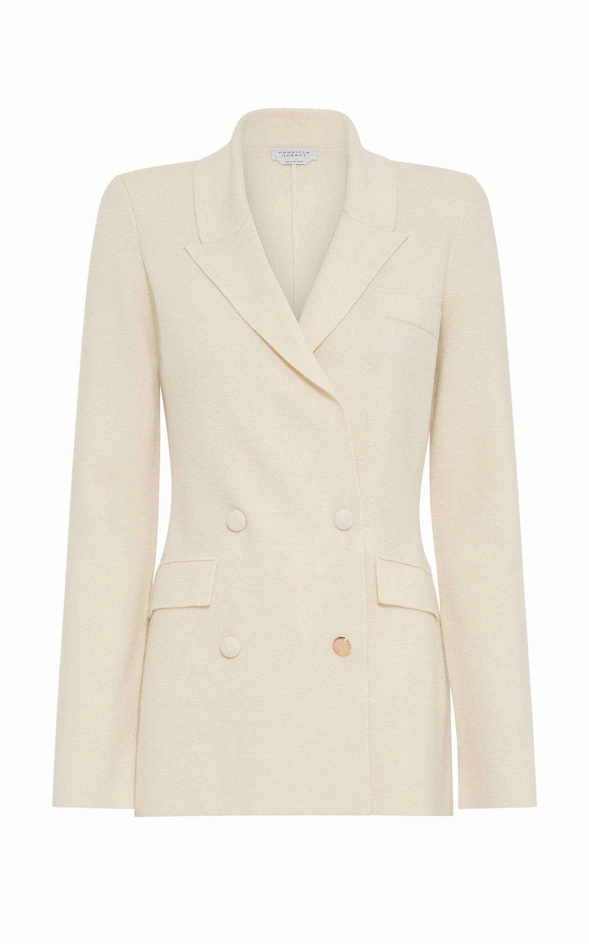 Comfort and Precision Polished Fit Bowen Knit Jacket in Ivory Merino Wool Cashmere