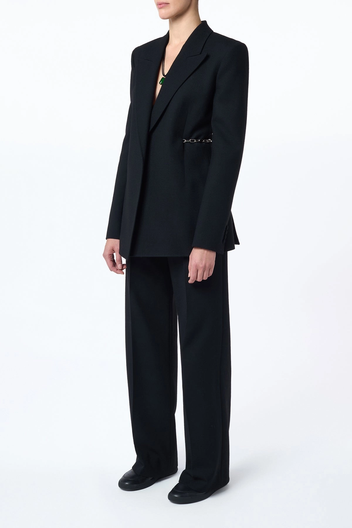 Epona Chain Blazer in Black Recycled Virgin Wool Professional Cut